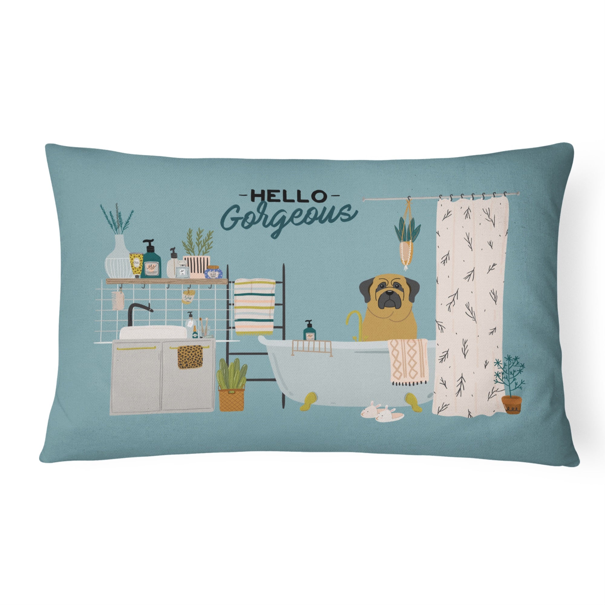 Mastiff In Bathtub Canvas Fabric Decorative Pillow