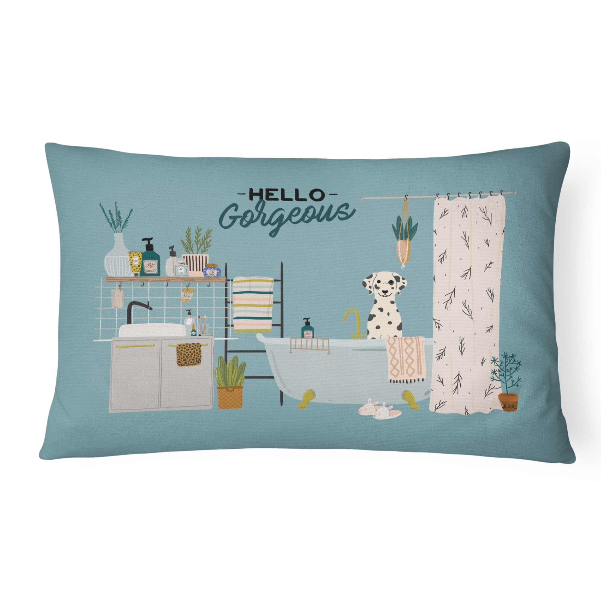Dalmatian In Bathtub Canvas Fabric Decorative Pillow