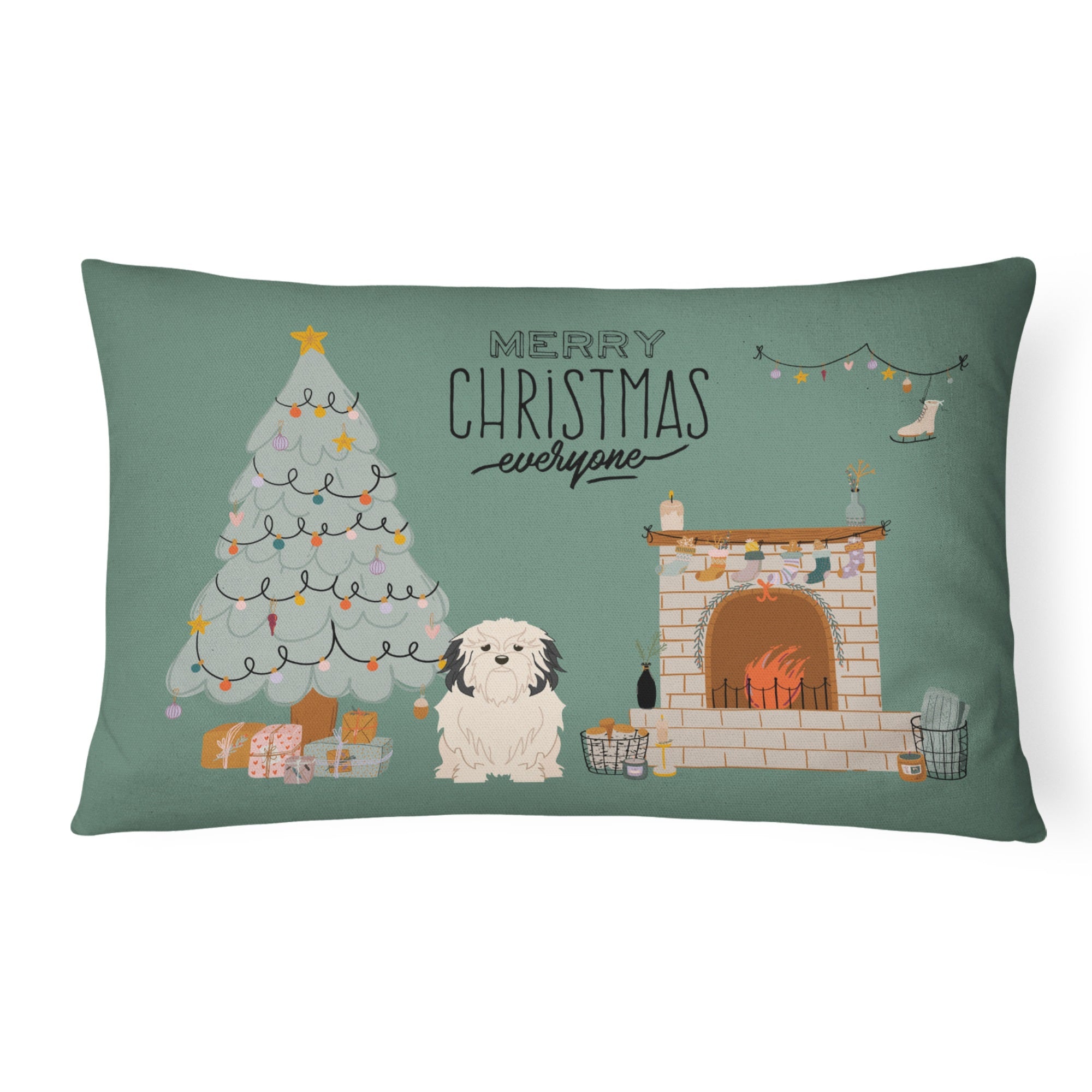 Lowchen Christmas Everyone Canvas Fabric Decorative Pillow