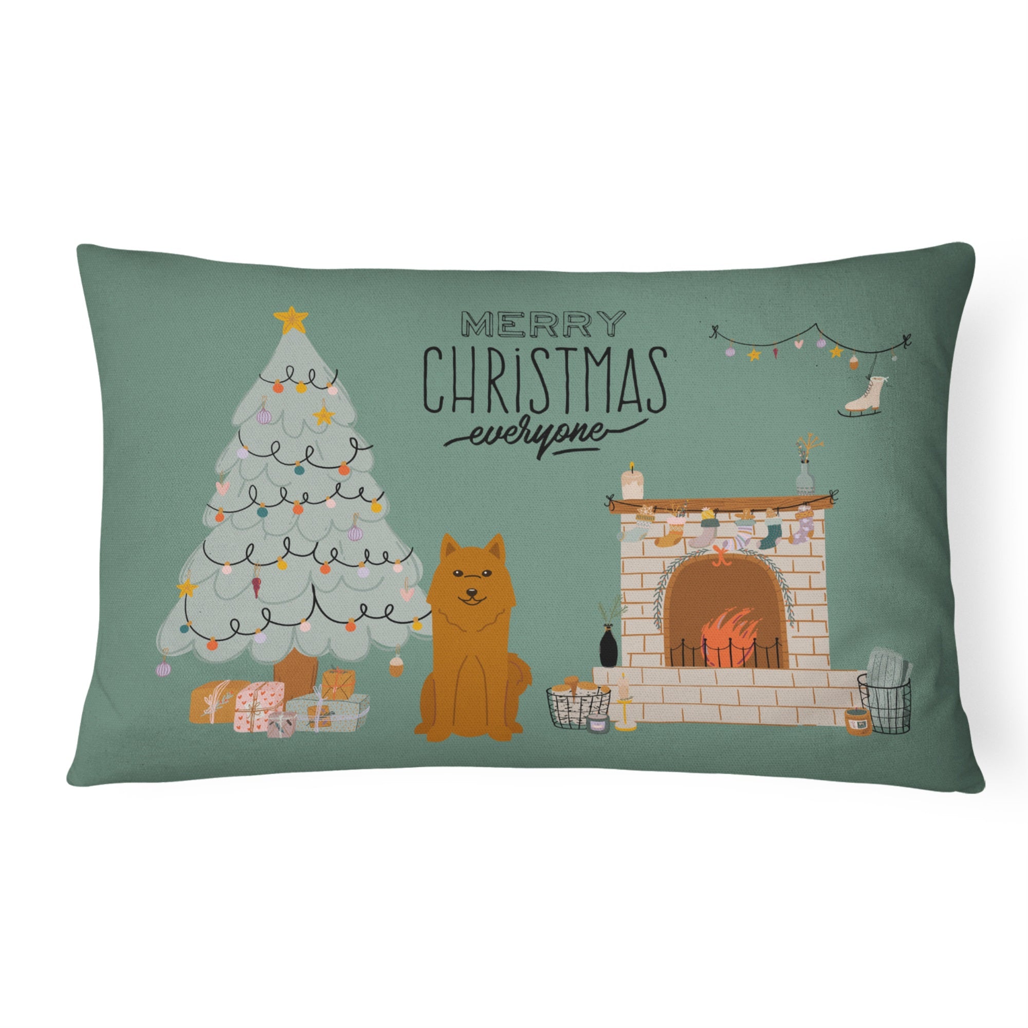 Karelian Bear Dog Christmas Everyone Canvas Fabric Decorative Pillow