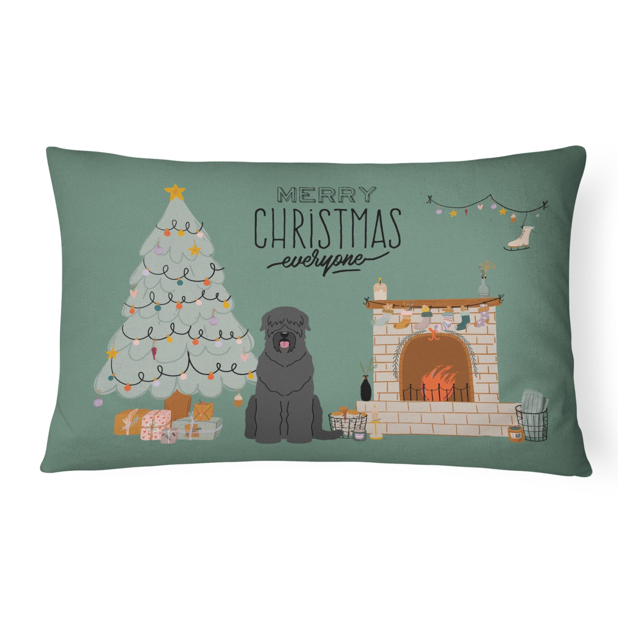 Black Russian Terrier Christmas Everyone Canvas Fabric Decorative Pillow
