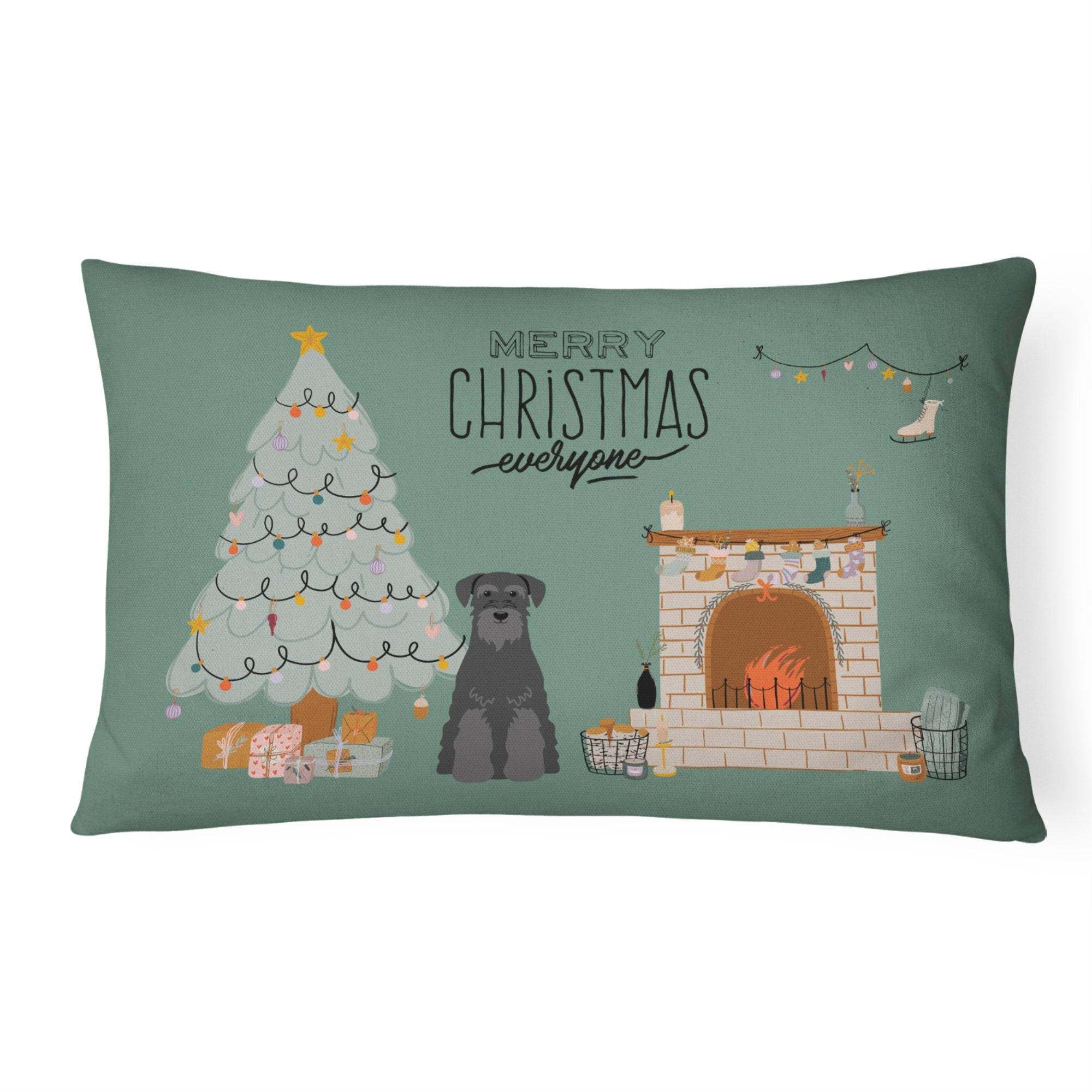 Black Standard Schnauzer Christmas Everyone Canvas Fabric Decorative Pillow