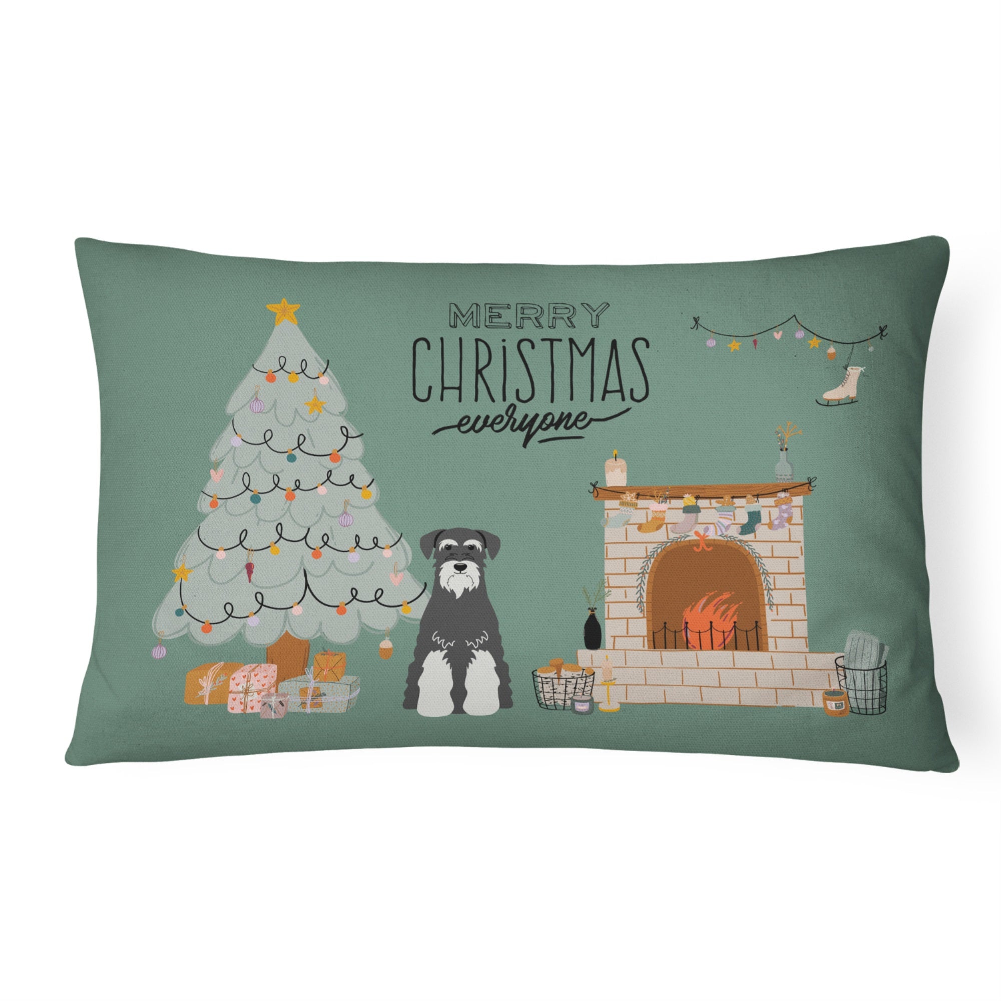 Salt And Pepper Standard Schnauzer Christmas Everyone Canvas Fabric Decorative Pillow