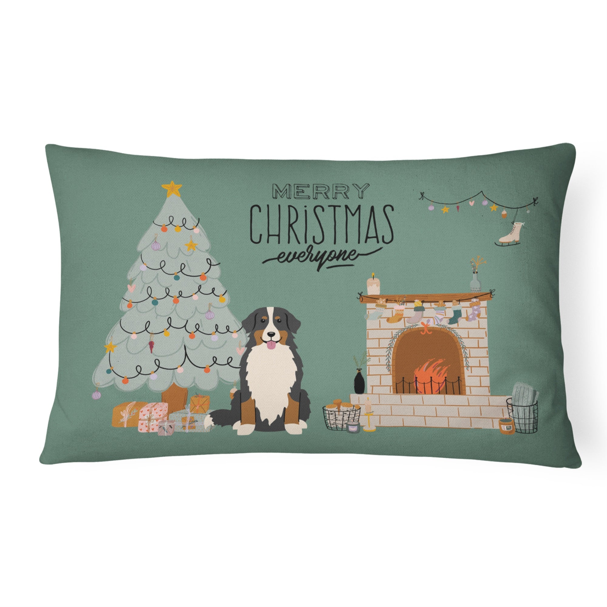 Bernese Mountain Dog Christmas Everyone Canvas Fabric Decorative Pillow