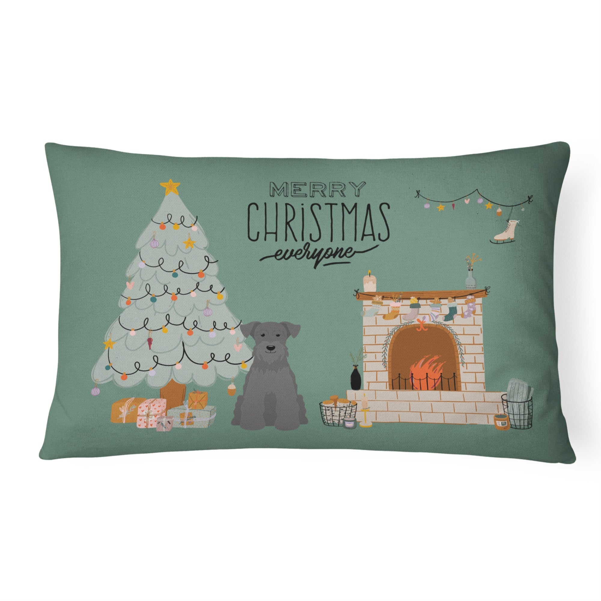 Black Miniature Schnauzer Christmas Everyone Canvas Fabric Decorative Pillow
