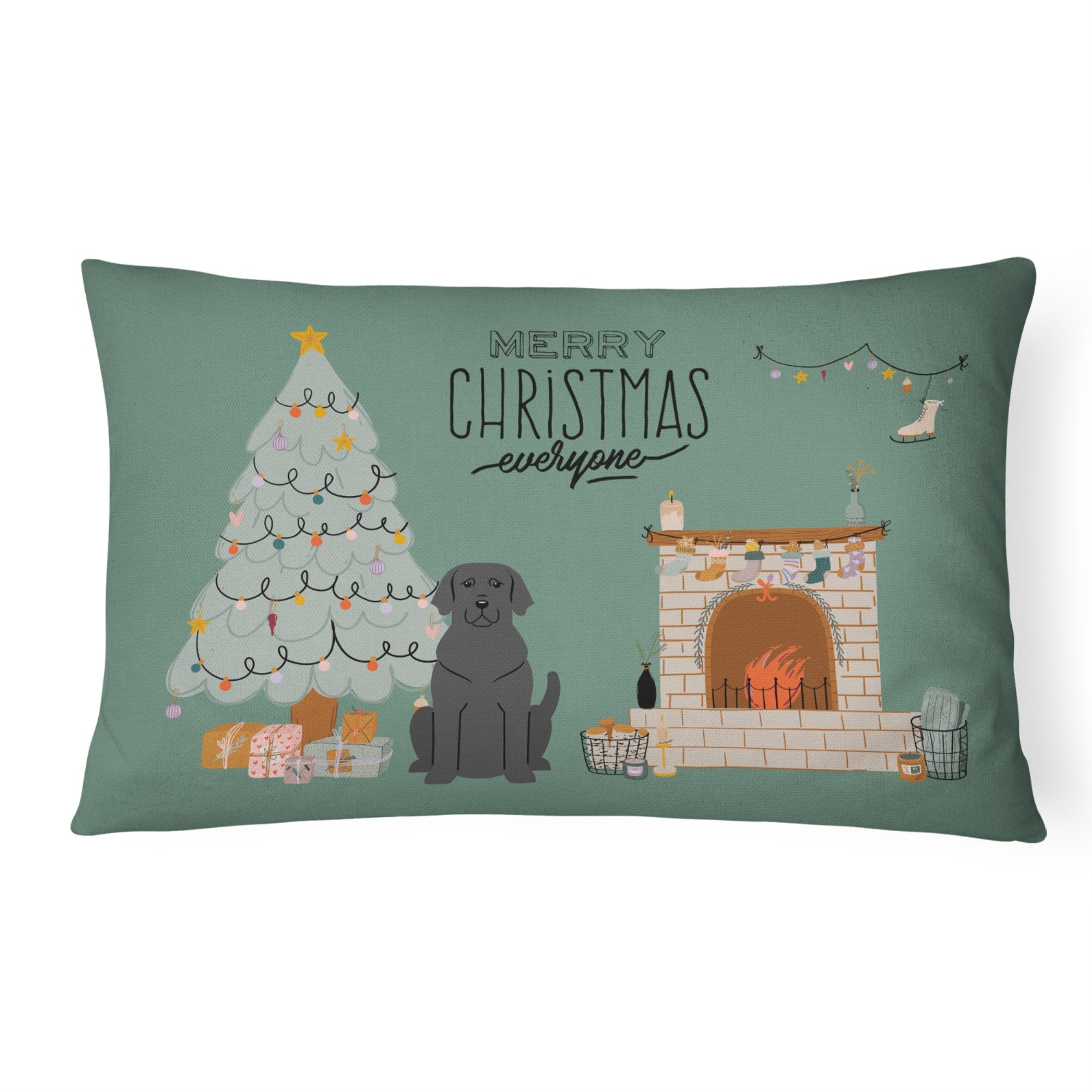 Black Labrador Christmas Everyone Canvas Fabric Decorative Pillow