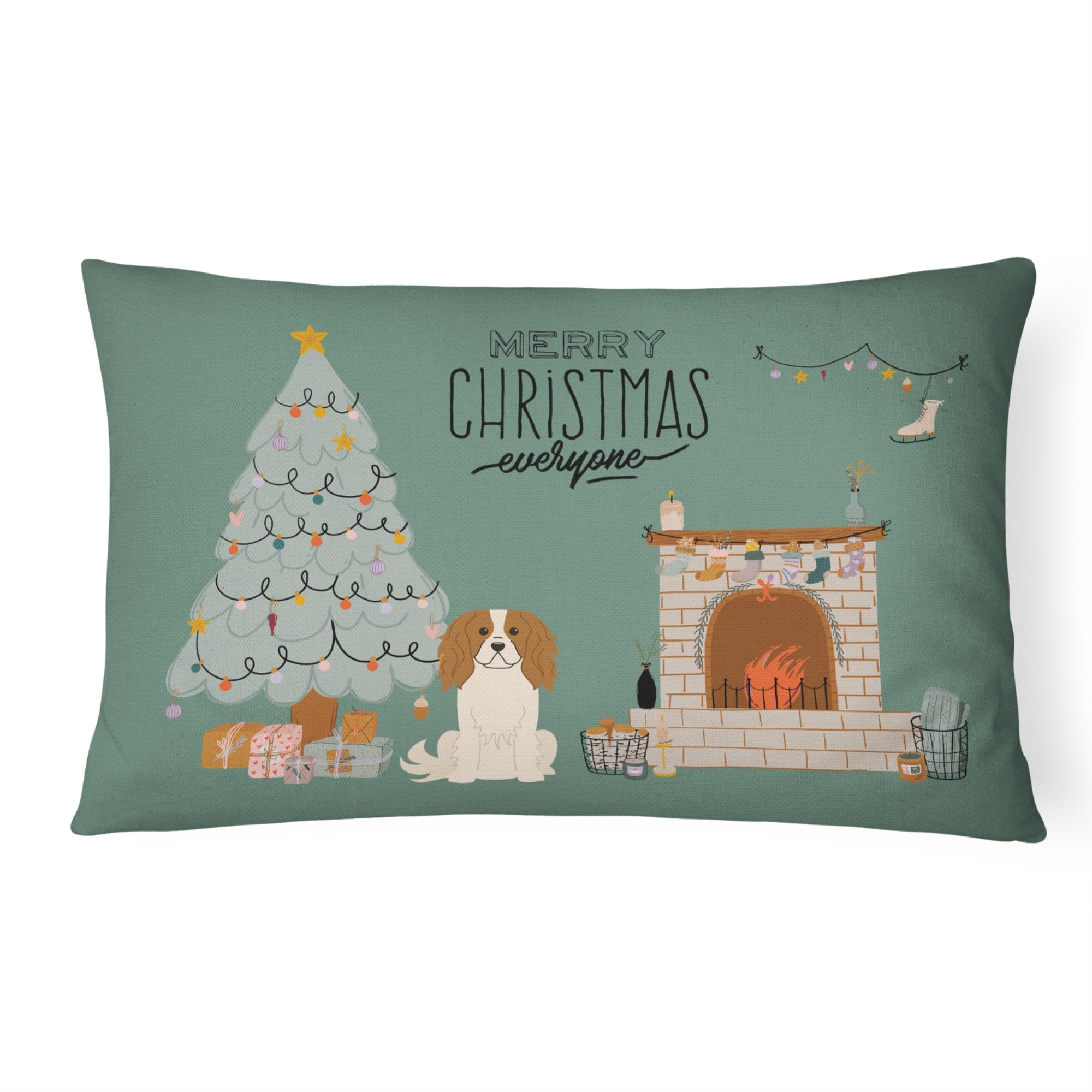 Cavalier Spaniel Christmas Everyone Canvas Fabric Decorative Pillow