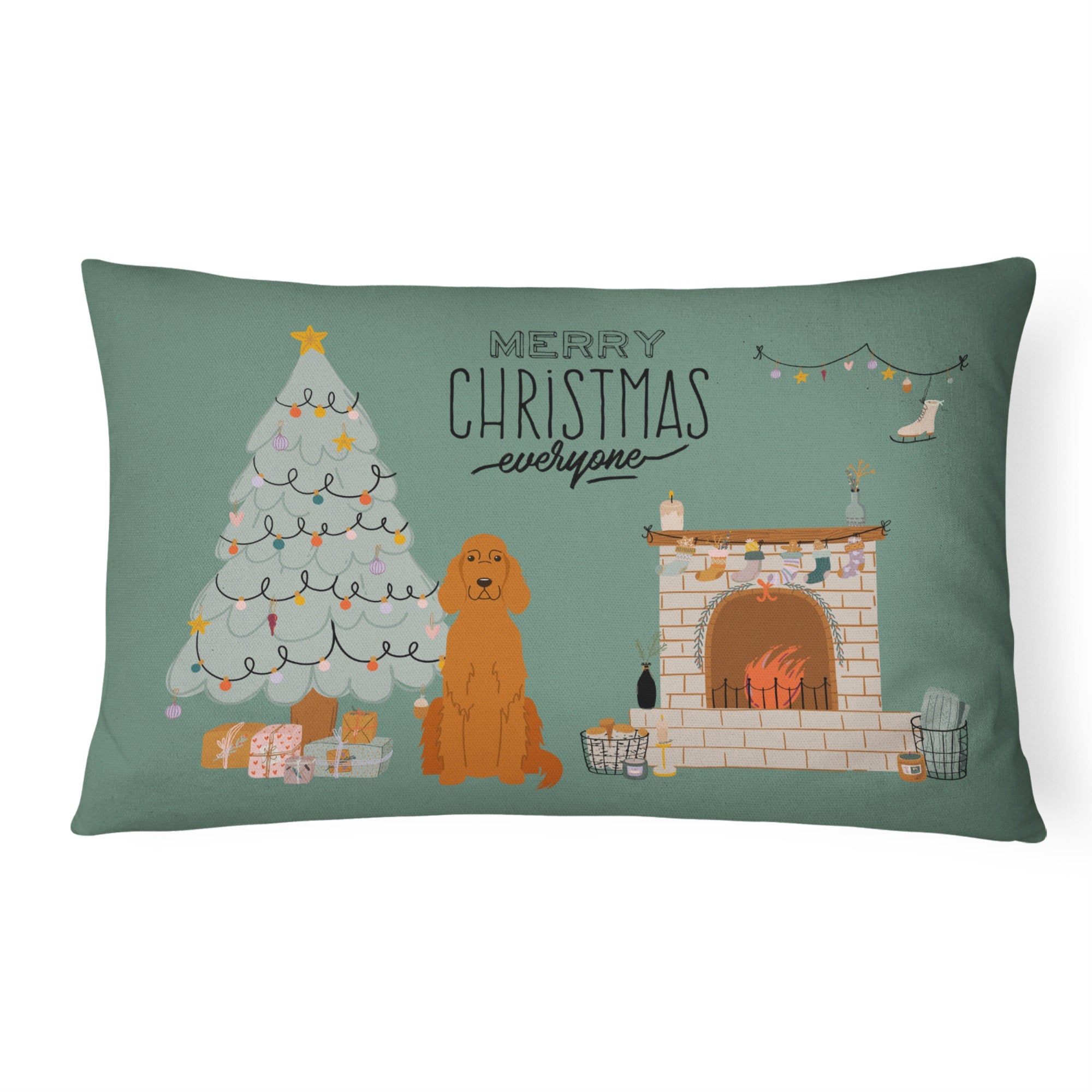 Irish Setter Christmas Everyone Canvas Fabric Decorative Pillow
