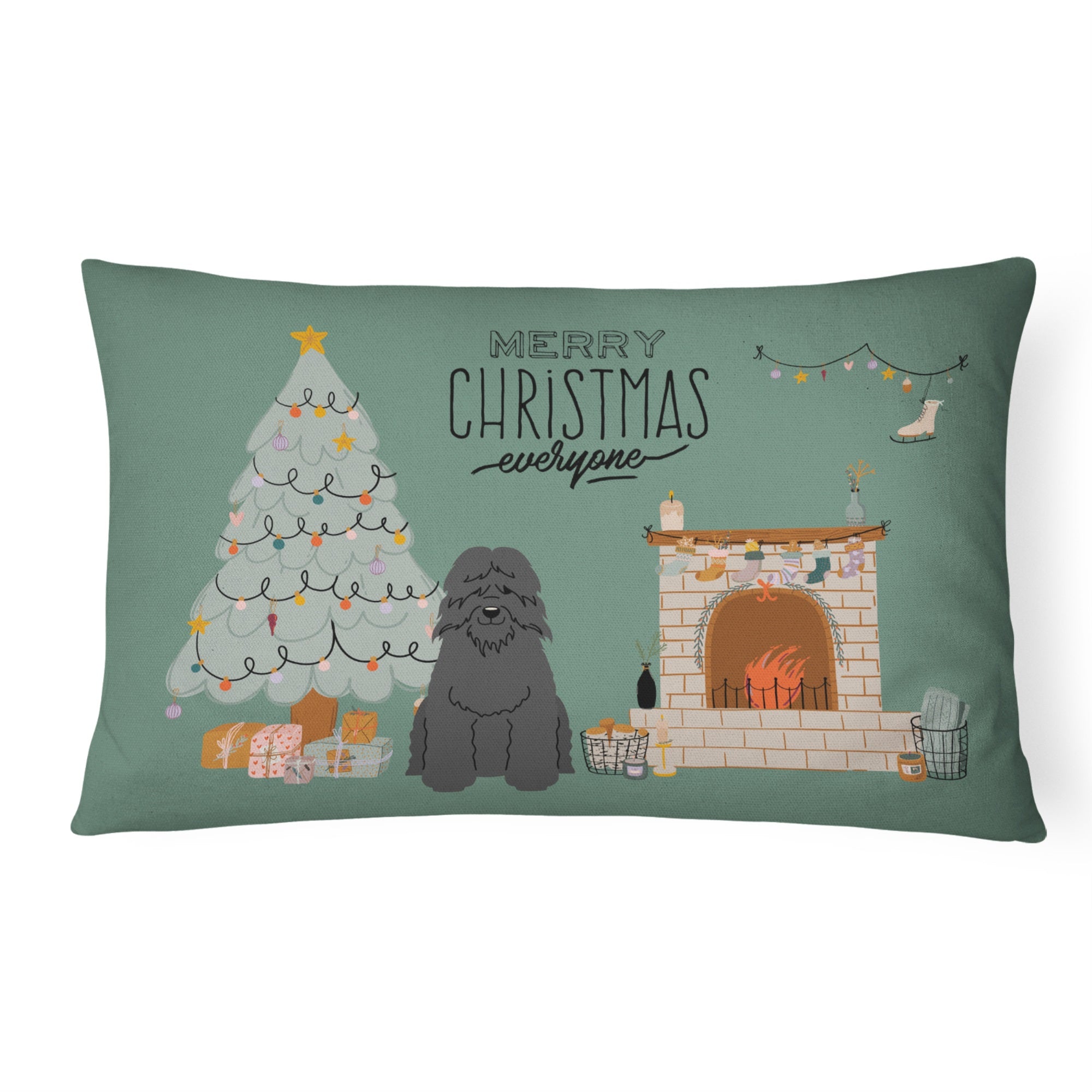 Bouvier Des Flandres Christmas Everyone Canvas Fabric Decorative Pillow