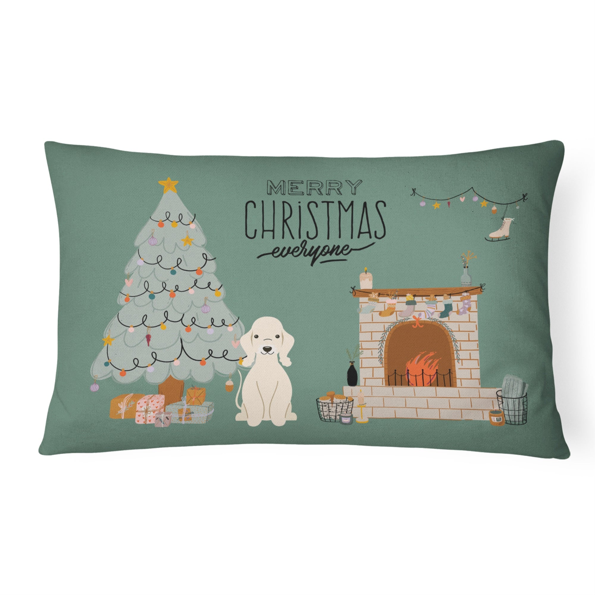 Sandy Bedlington Terrier Christmas Everyone Canvas Fabric Decorative Pillow