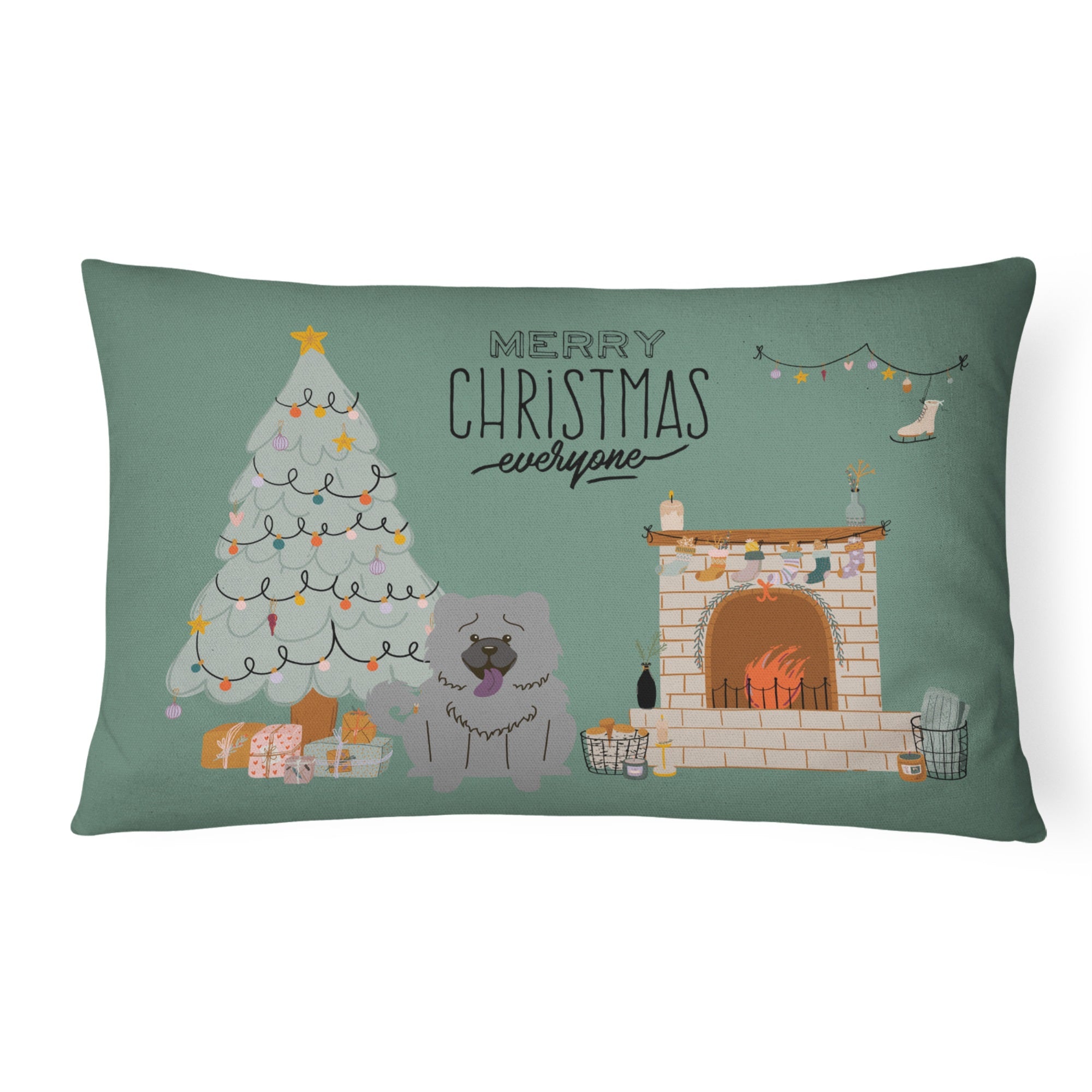 Blue Chow Chow Christmas Everyone Canvas Fabric Decorative Pillow