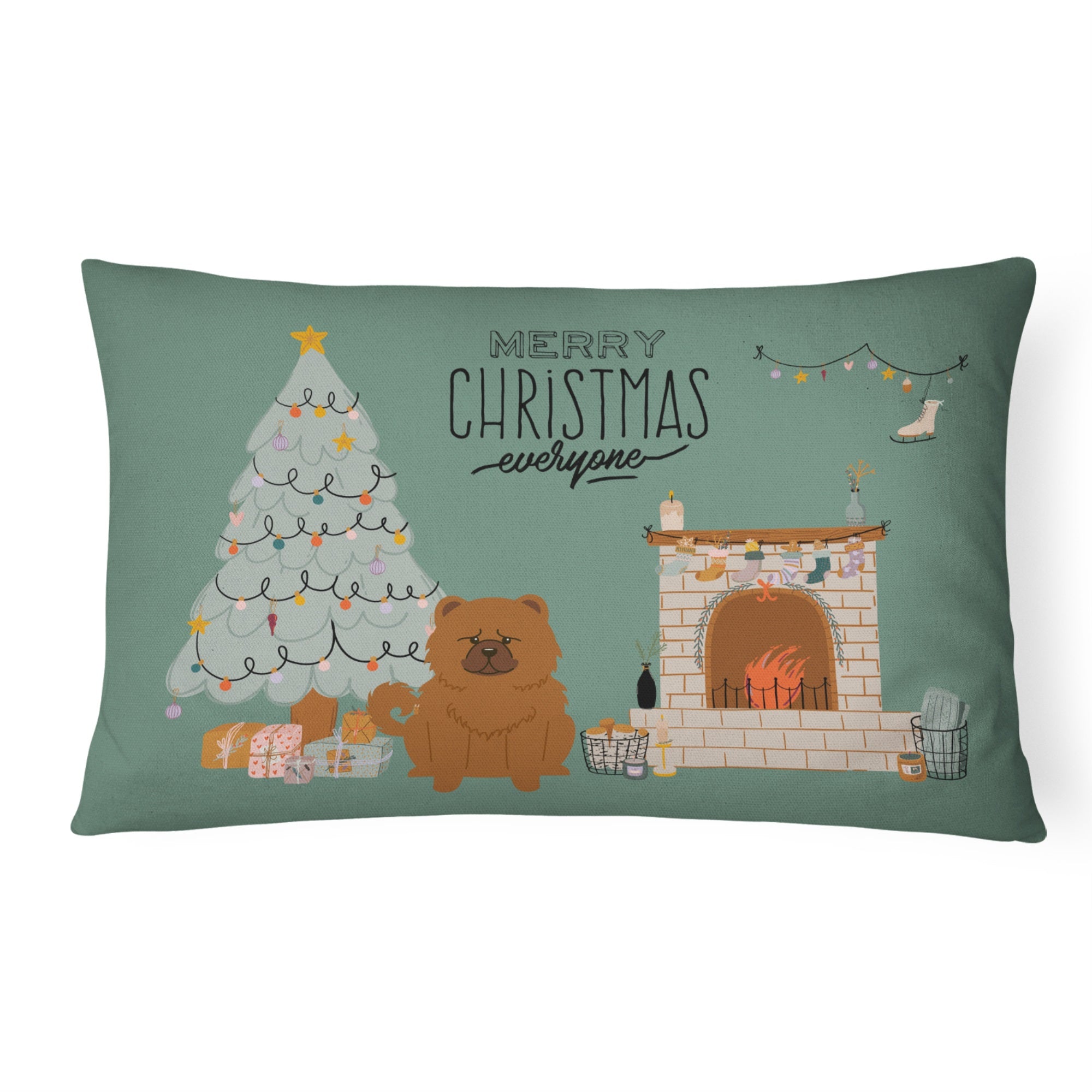 Red Chow Chow Christmas Everyone Canvas Fabric Decorative Pillow