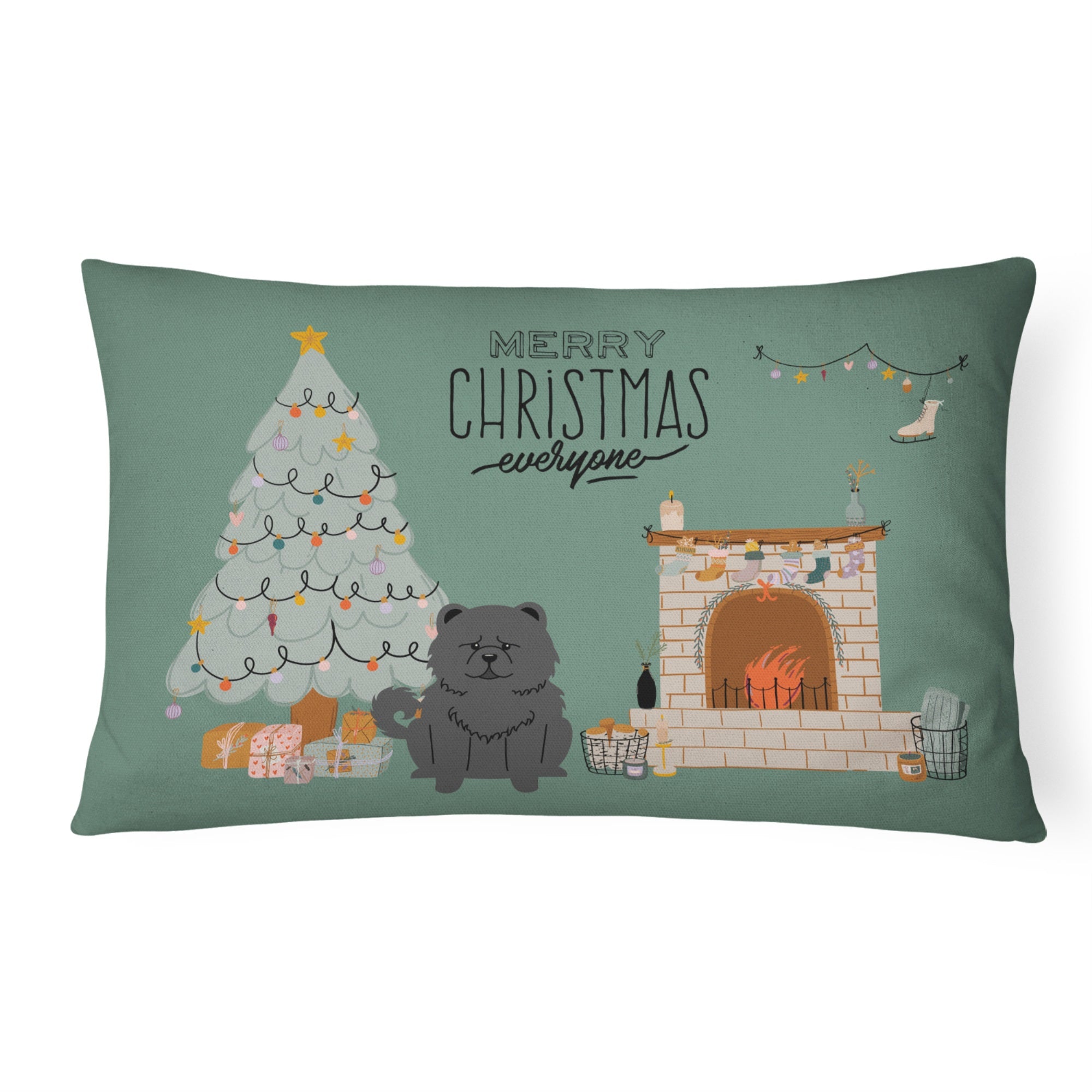 Black Chow Chow Christmas Everyone Canvas Fabric Decorative Pillow