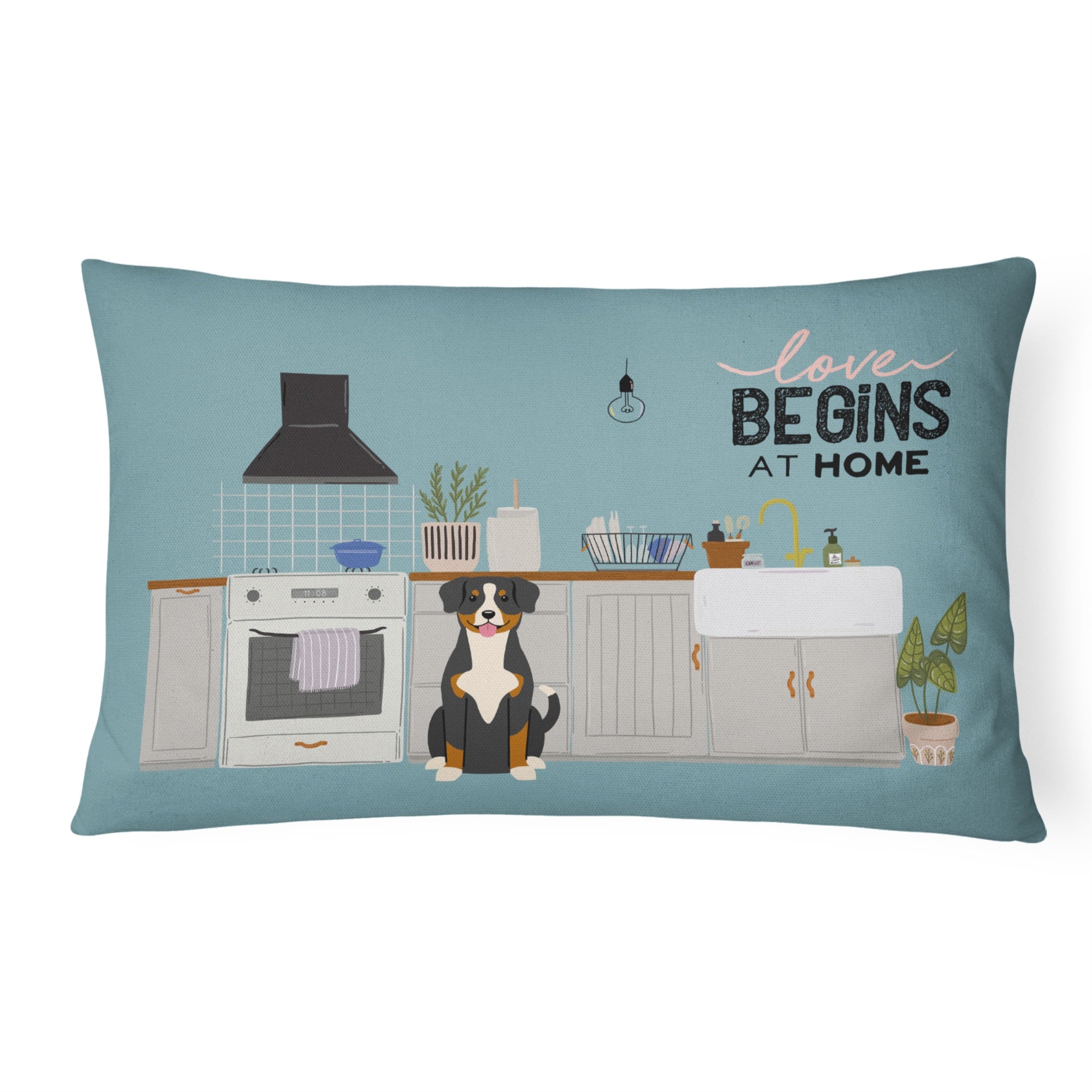 Entlebucher Kitchen Scene Canvas Fabric Decorative Pillow
