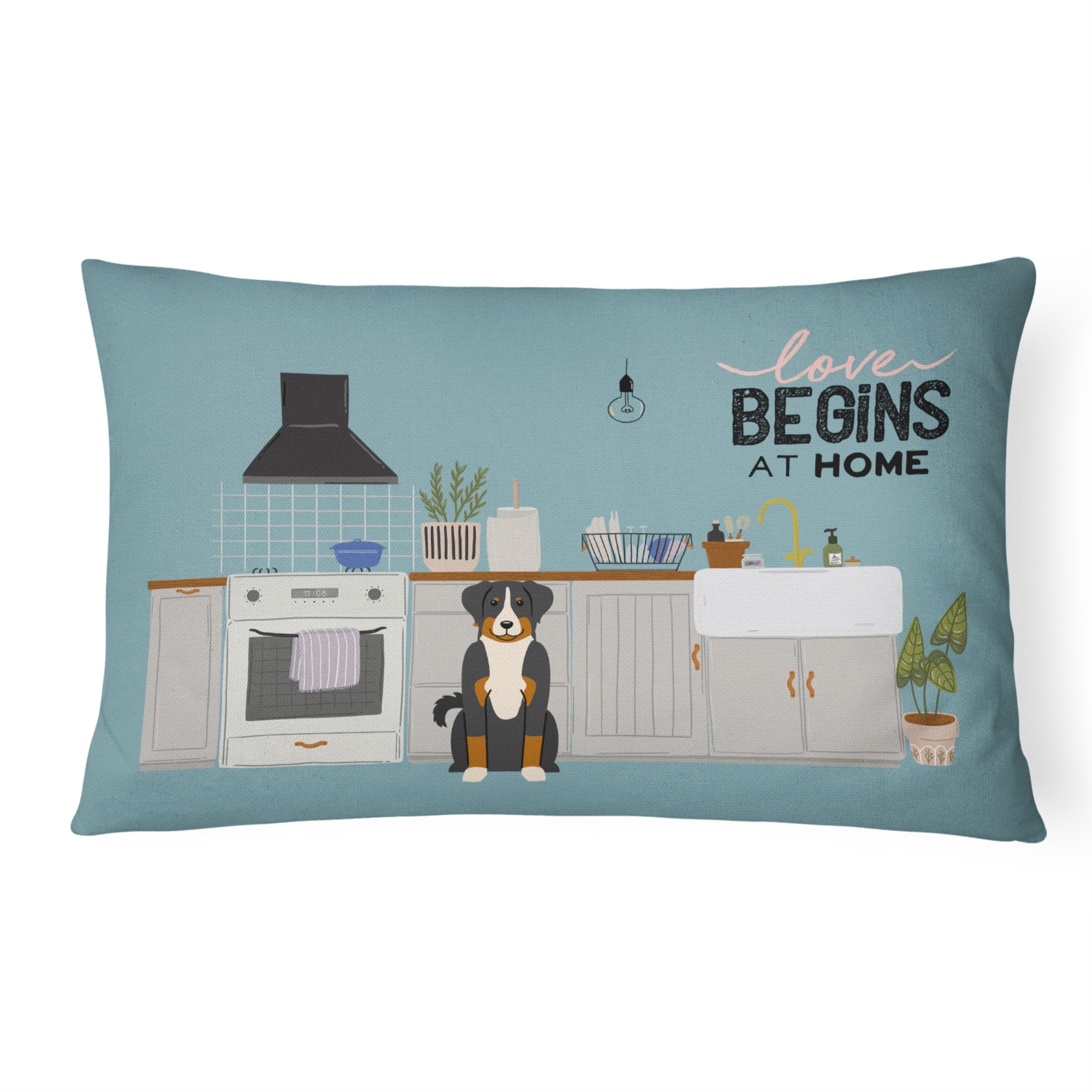 Appenzeller Sennenhund Kitchen Scene Canvas Fabric Decorative Pillow