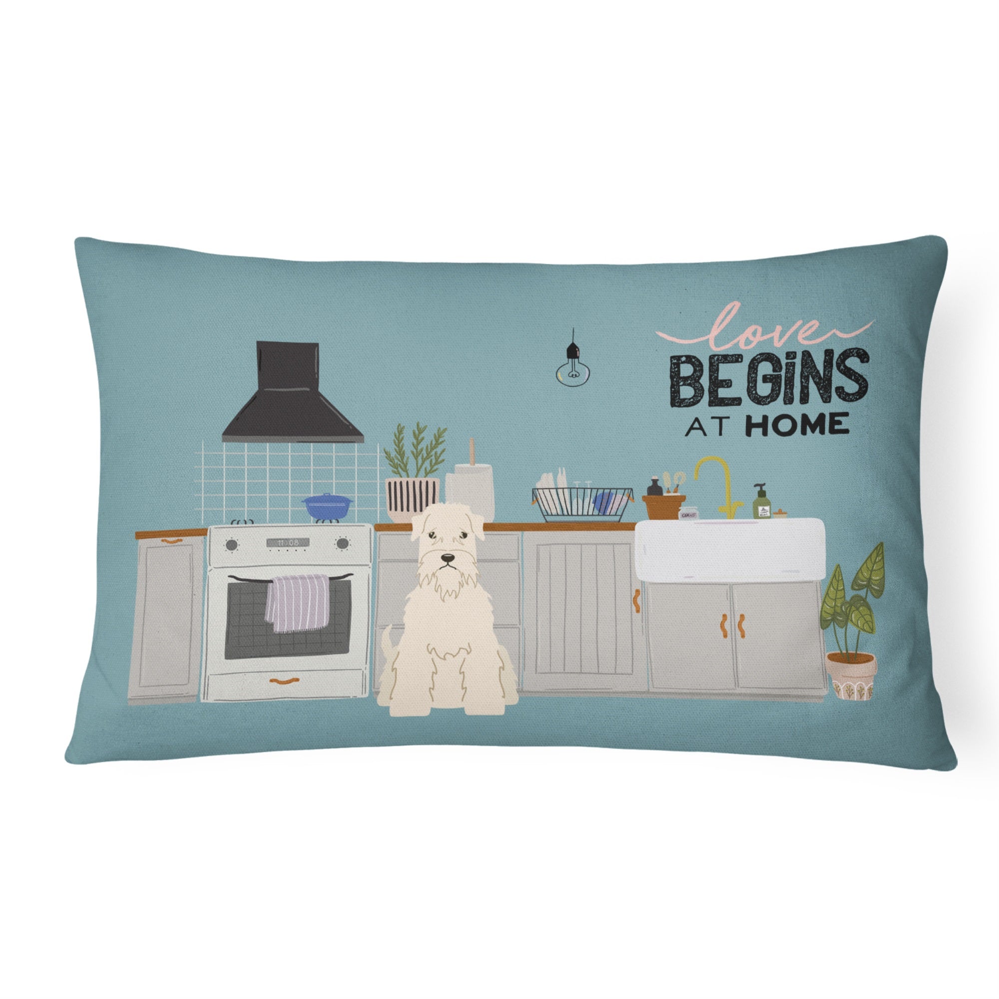 Soft Coated Wheaten Terrier Kitchen Scene Canvas Fabric Decorative Pillow