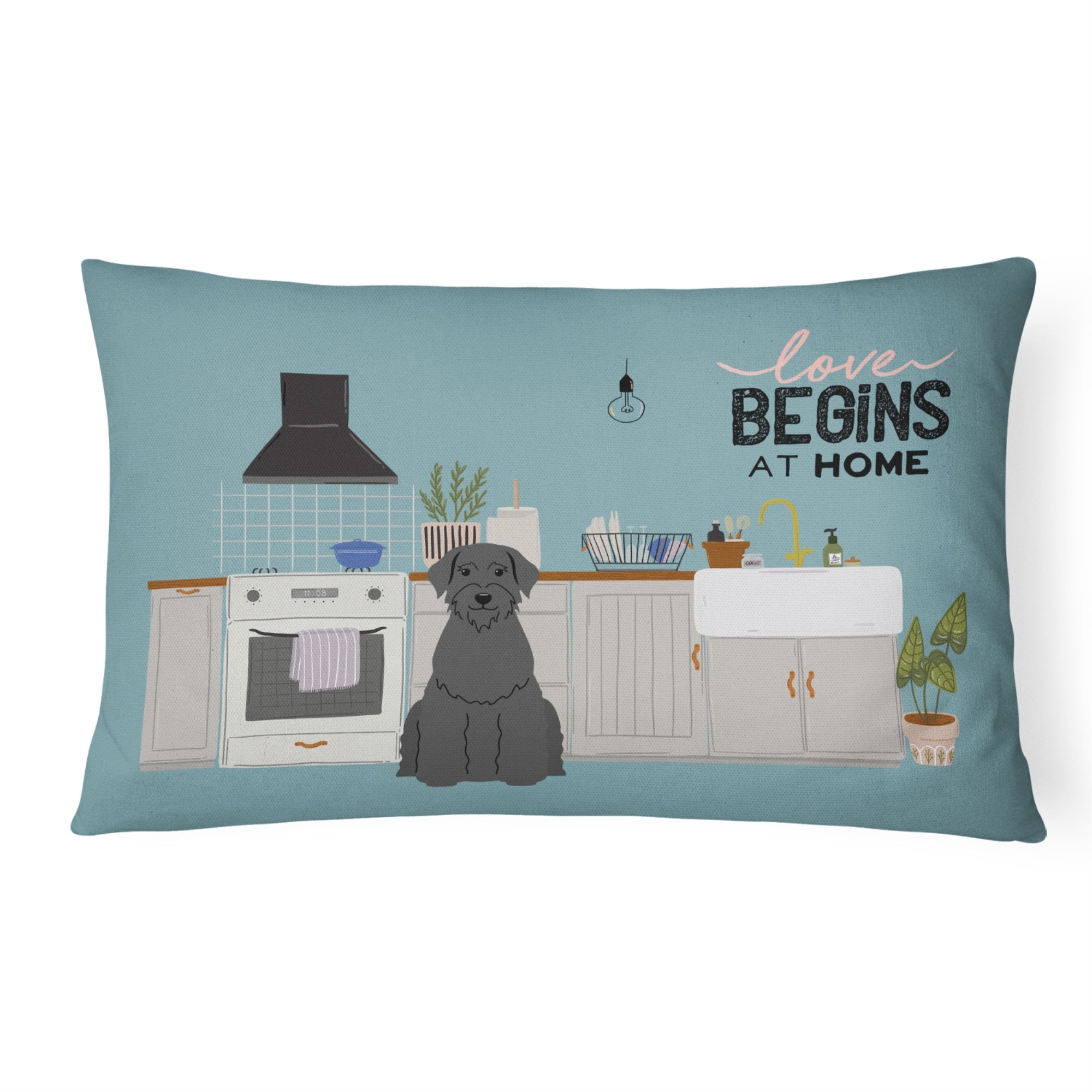Giant Schnauzer Kitchen Scene Canvas Fabric Decorative Pillow