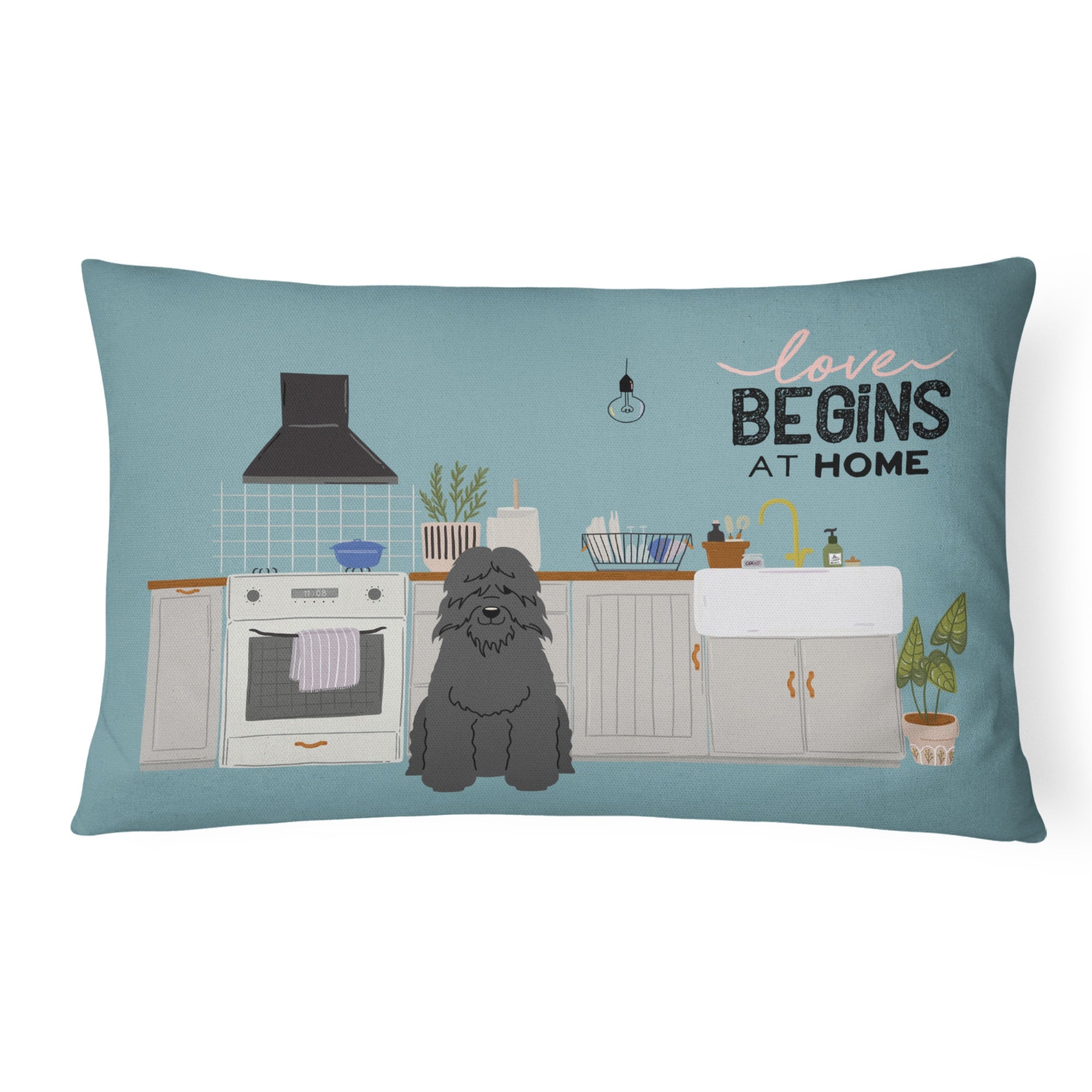 Bouvier Des Flandres Kitchen Scene Canvas Fabric Decorative Pillow