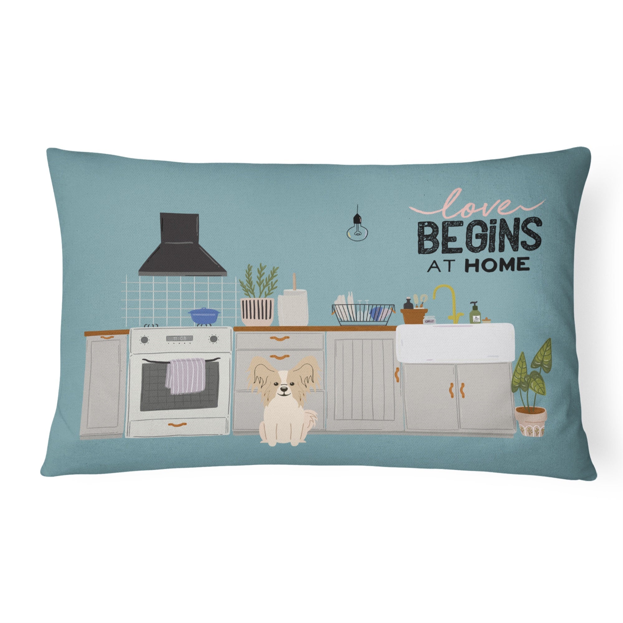Sable White Papillon Kitchen Scene Canvas Fabric Decorative Pillow