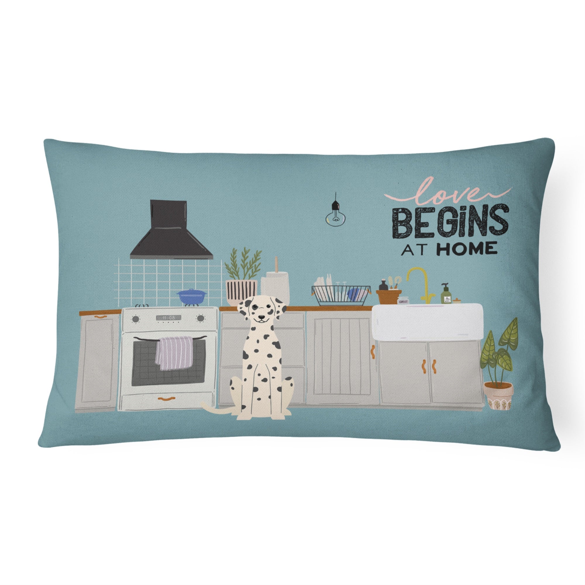 Dalmatian Kitchen Scene Canvas Fabric Decorative Pillow