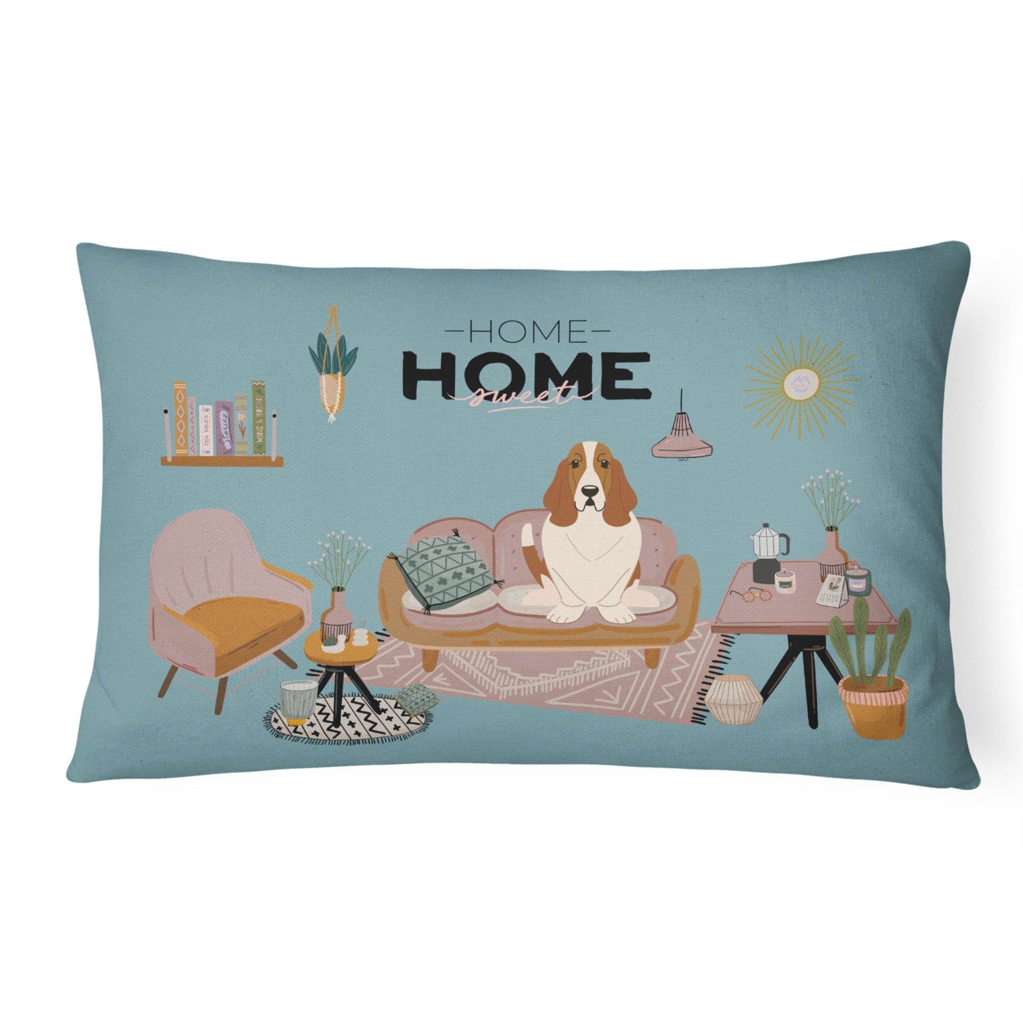 Basset Hound Sweet Home Canvas Fabric Decorative Pillow