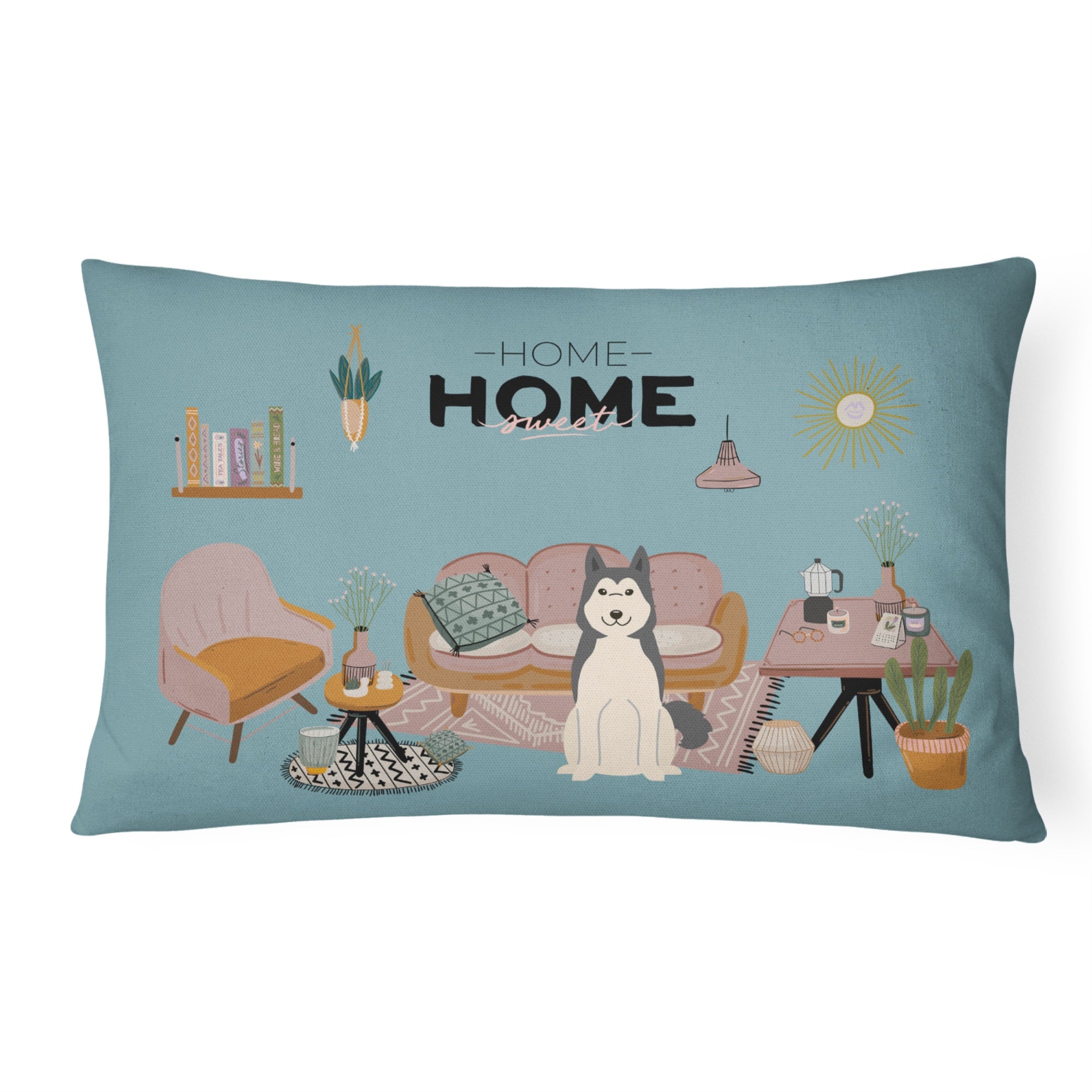 West Siberian Laika Spitz Sweet Home Canvas Fabric Decorative Pillow