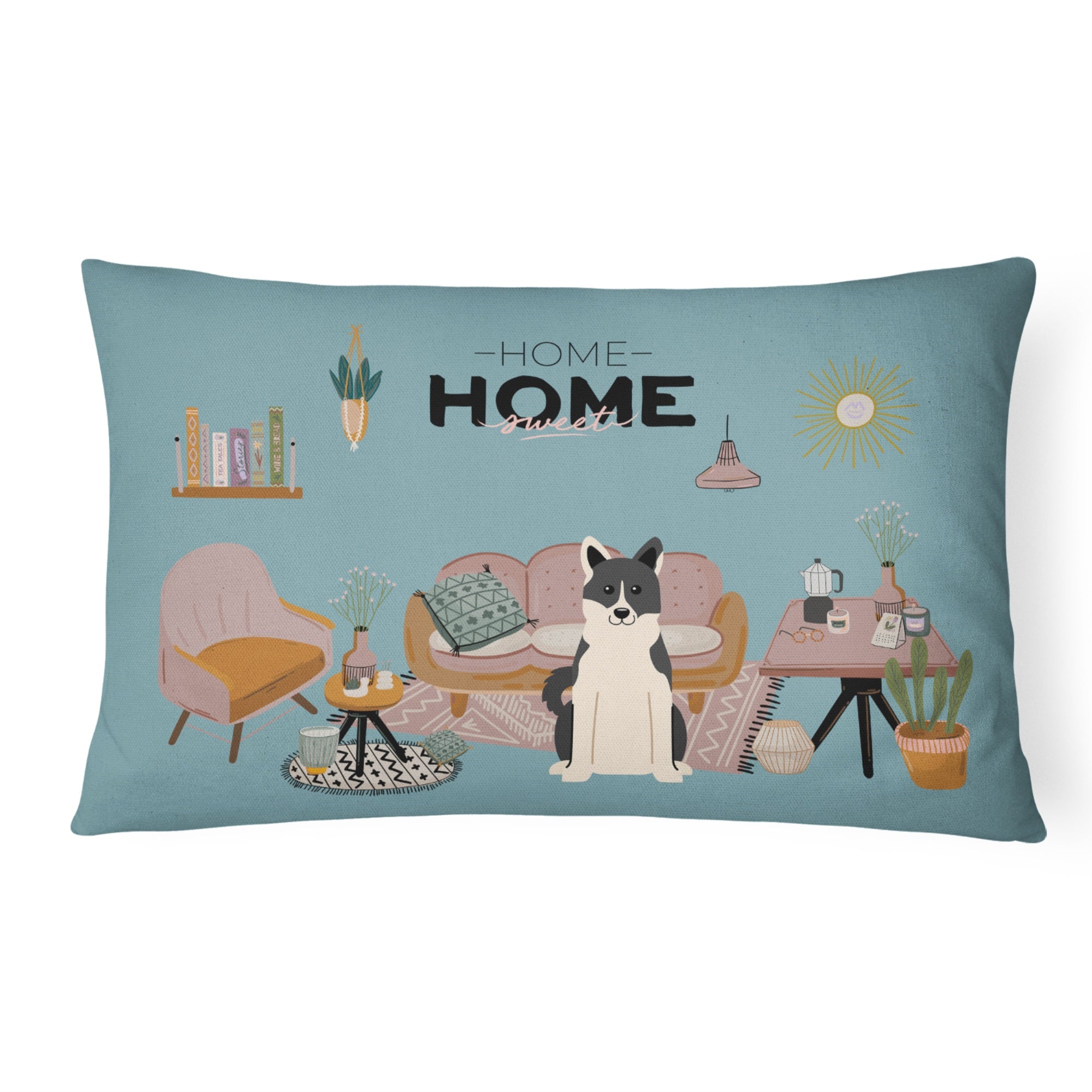 Russo-European Laika Spitz Sweet Home Canvas Fabric Decorative Pillow