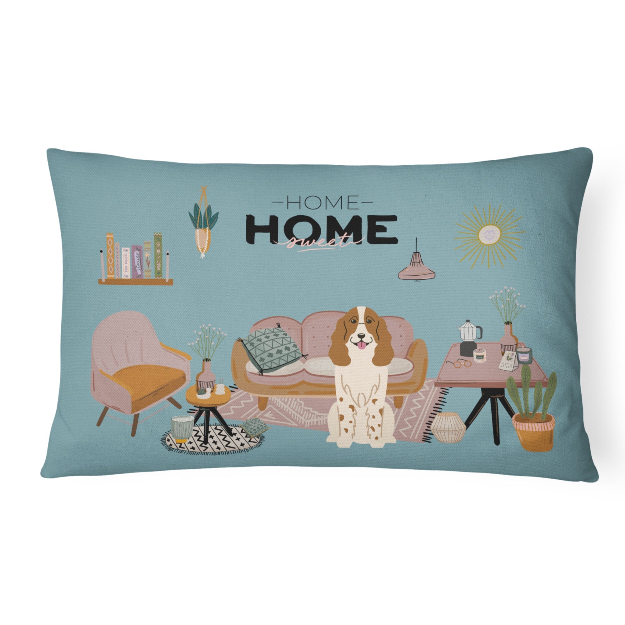 Russian Spaniel Sweet Home Canvas Fabric Decorative Pillow