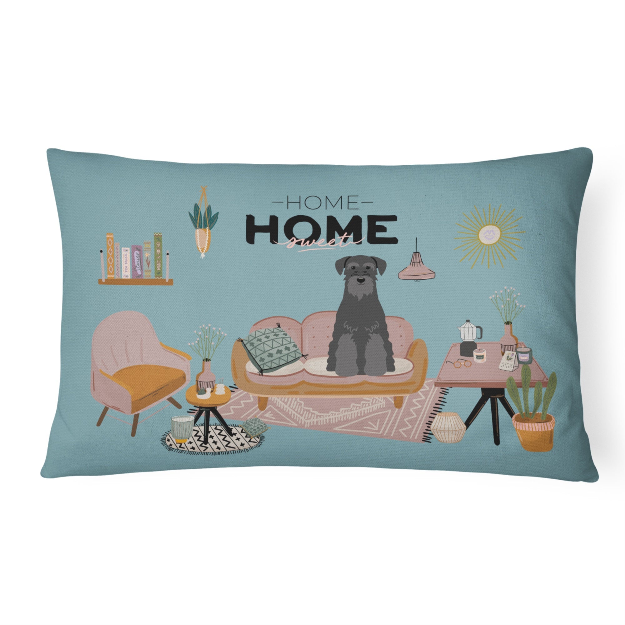 Black Standard Schnauzer Sweet Home Canvas Fabric Decorative Pillow