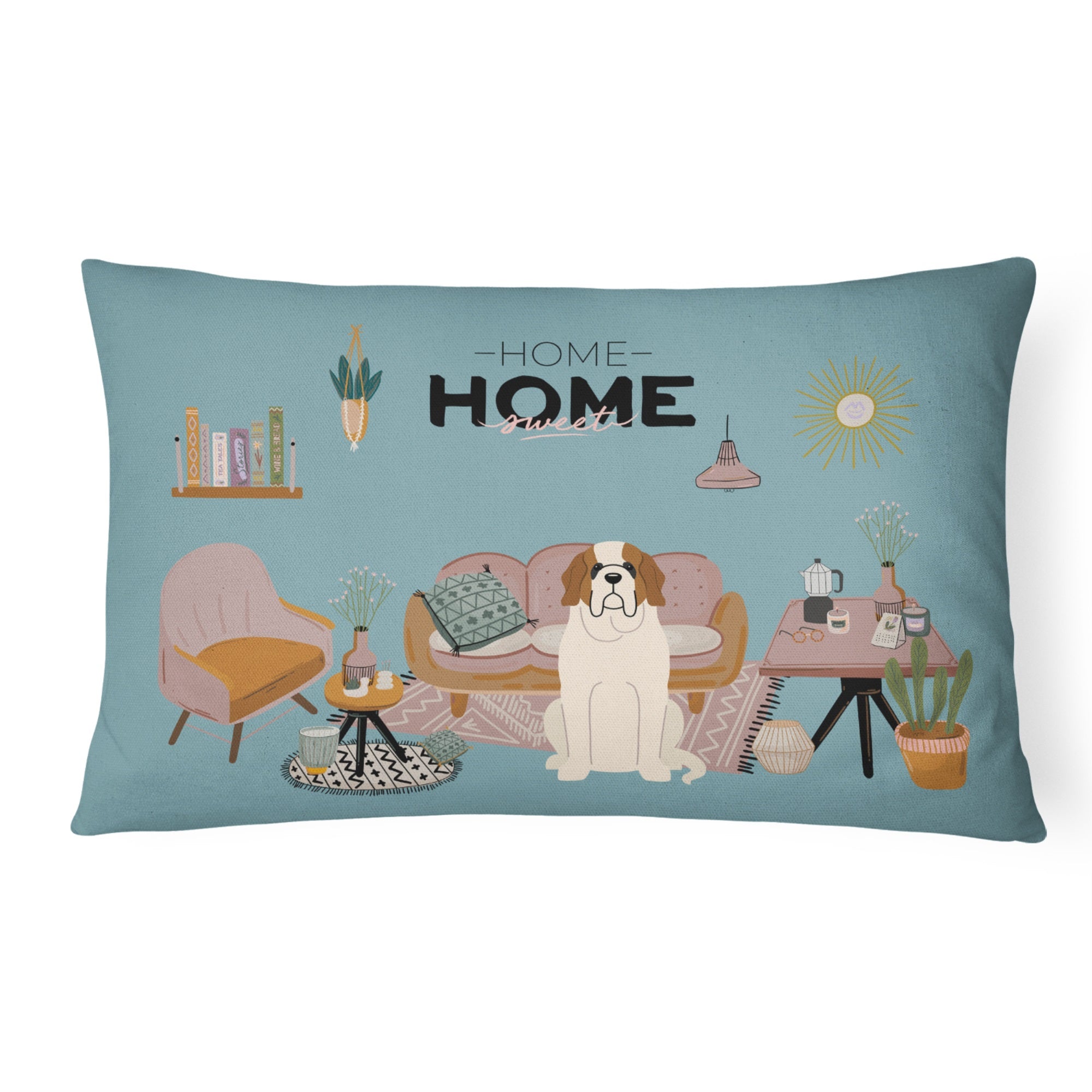 Saint Bernard Sweet Home Canvas Fabric Decorative Pillow