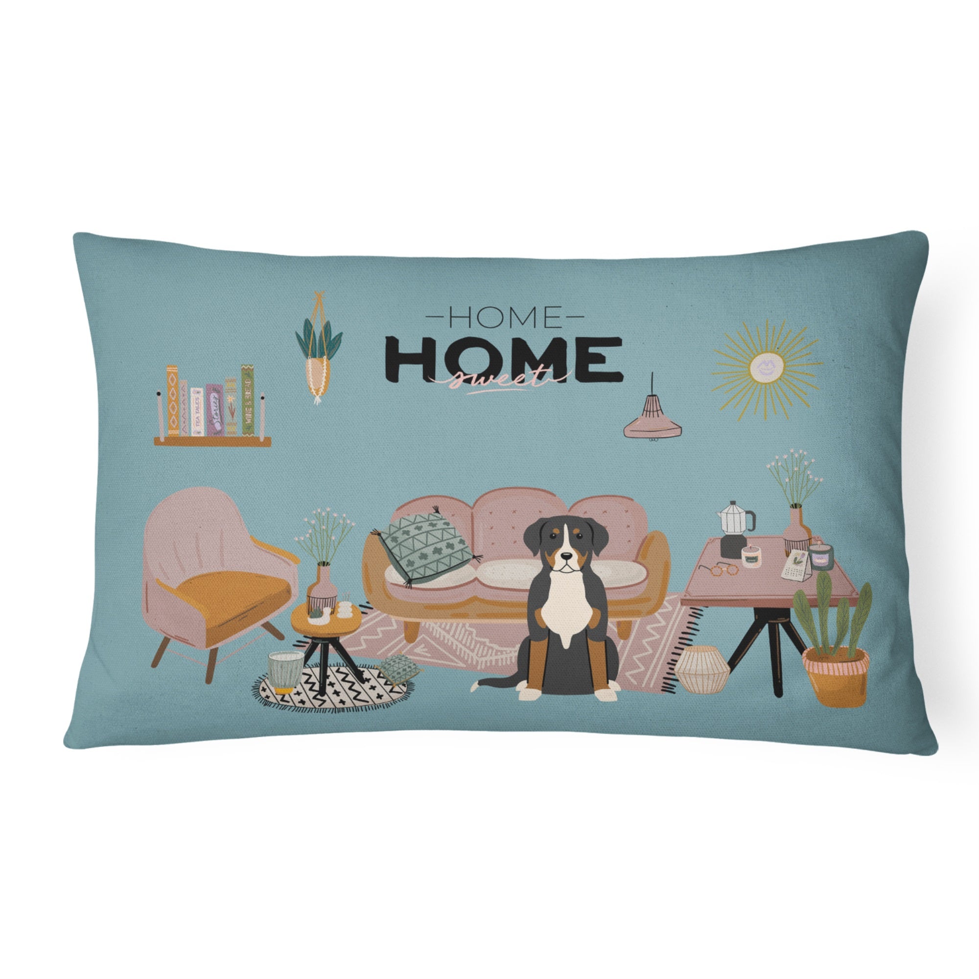 Greater Swiss Mountain Dog Sweet Home Canvas Fabric Decorative Pillow