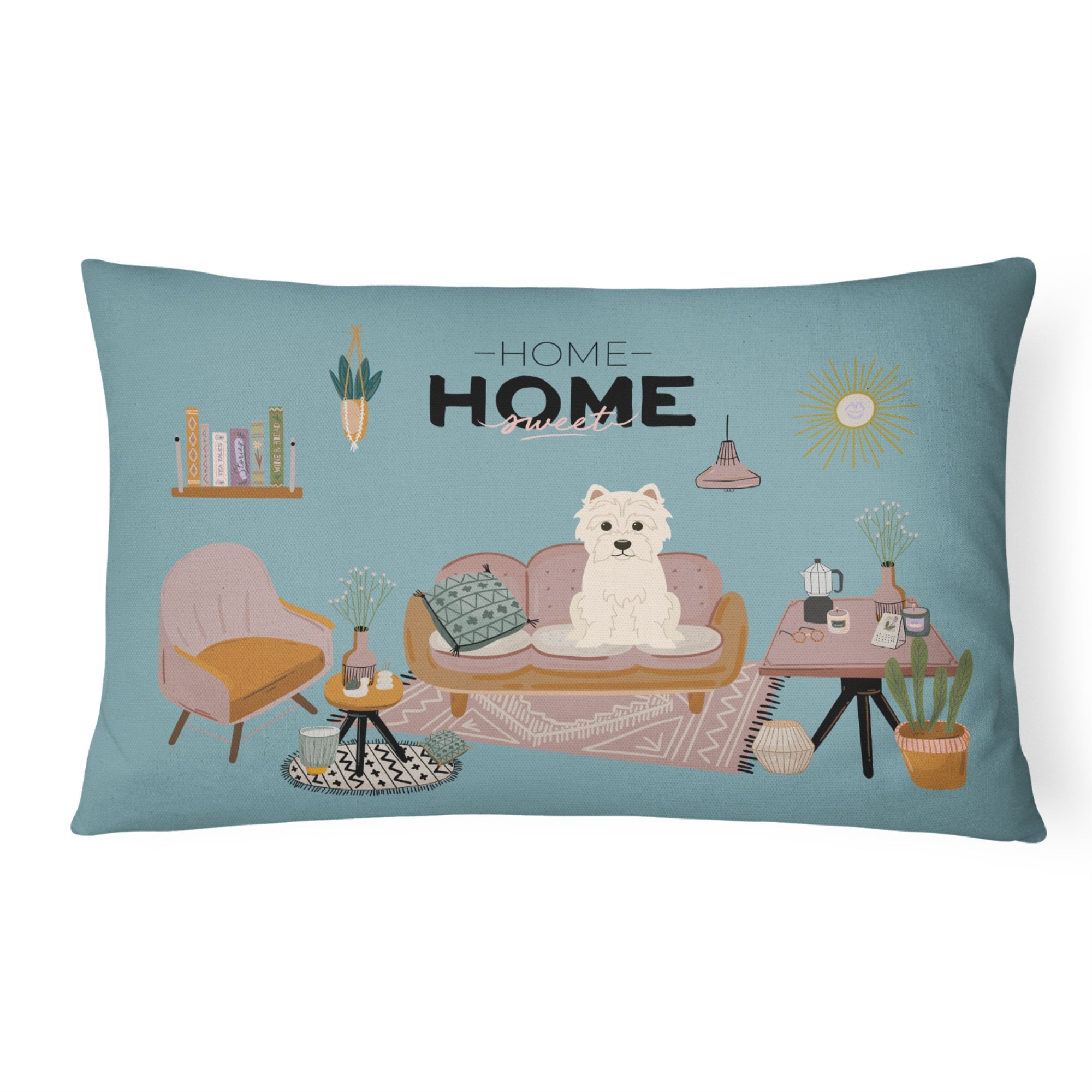 Westie Sweet Home Canvas Fabric Decorative Pillow