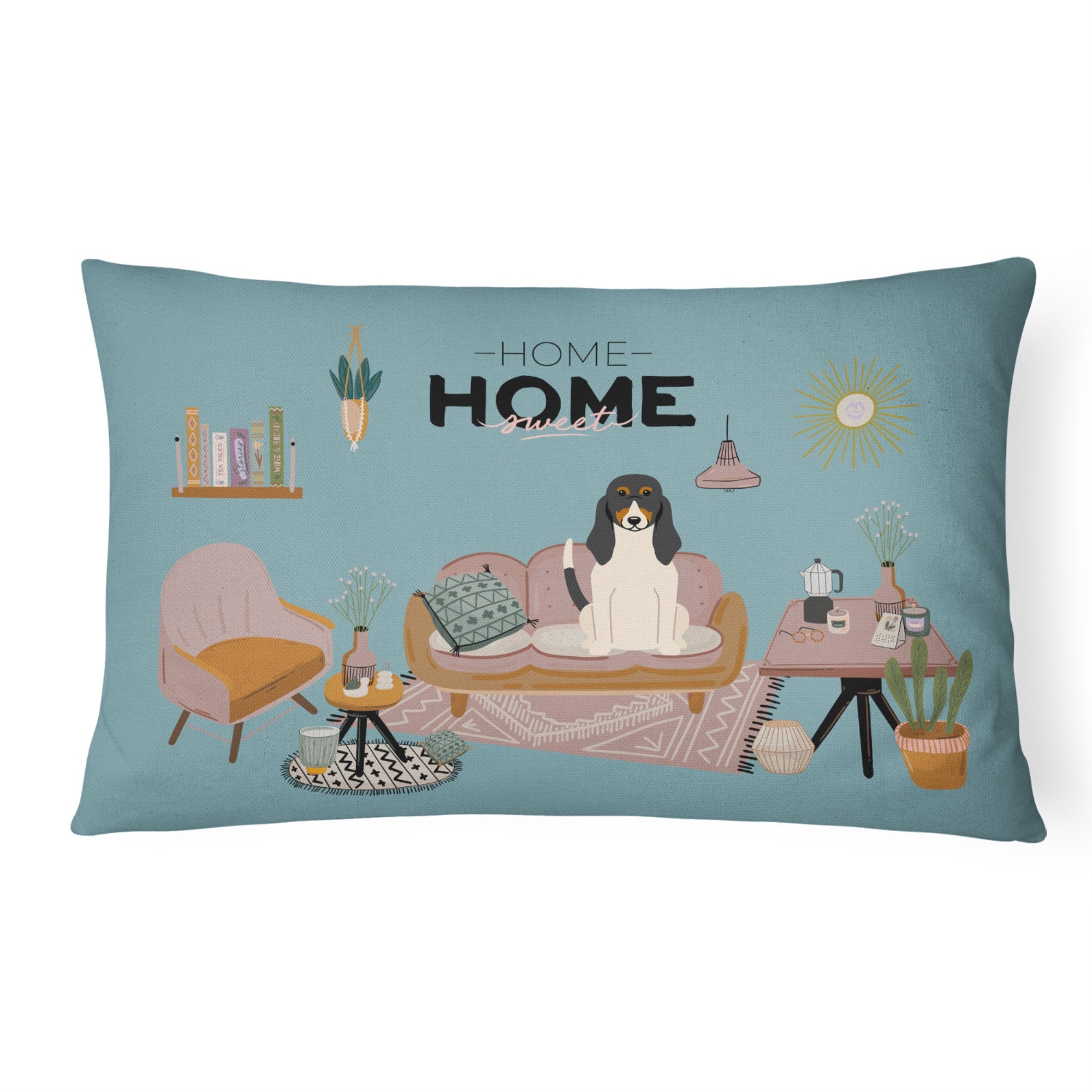 Swiss Hound Sweet Home Canvas Fabric Decorative Pillow
