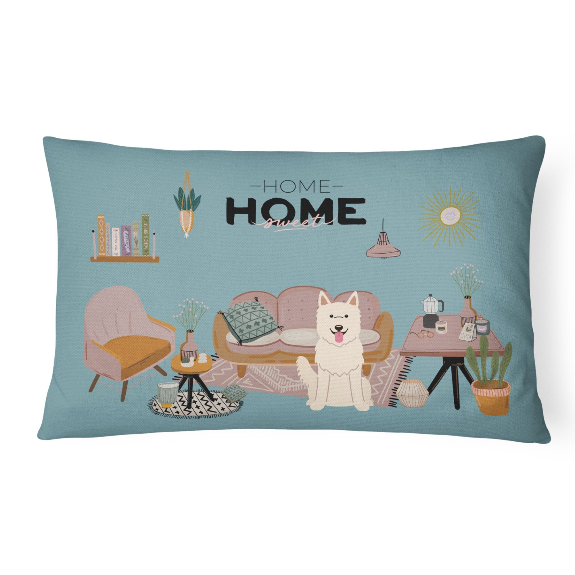 White German Shepherd Sweet Home Canvas Fabric Decorative Pillow
