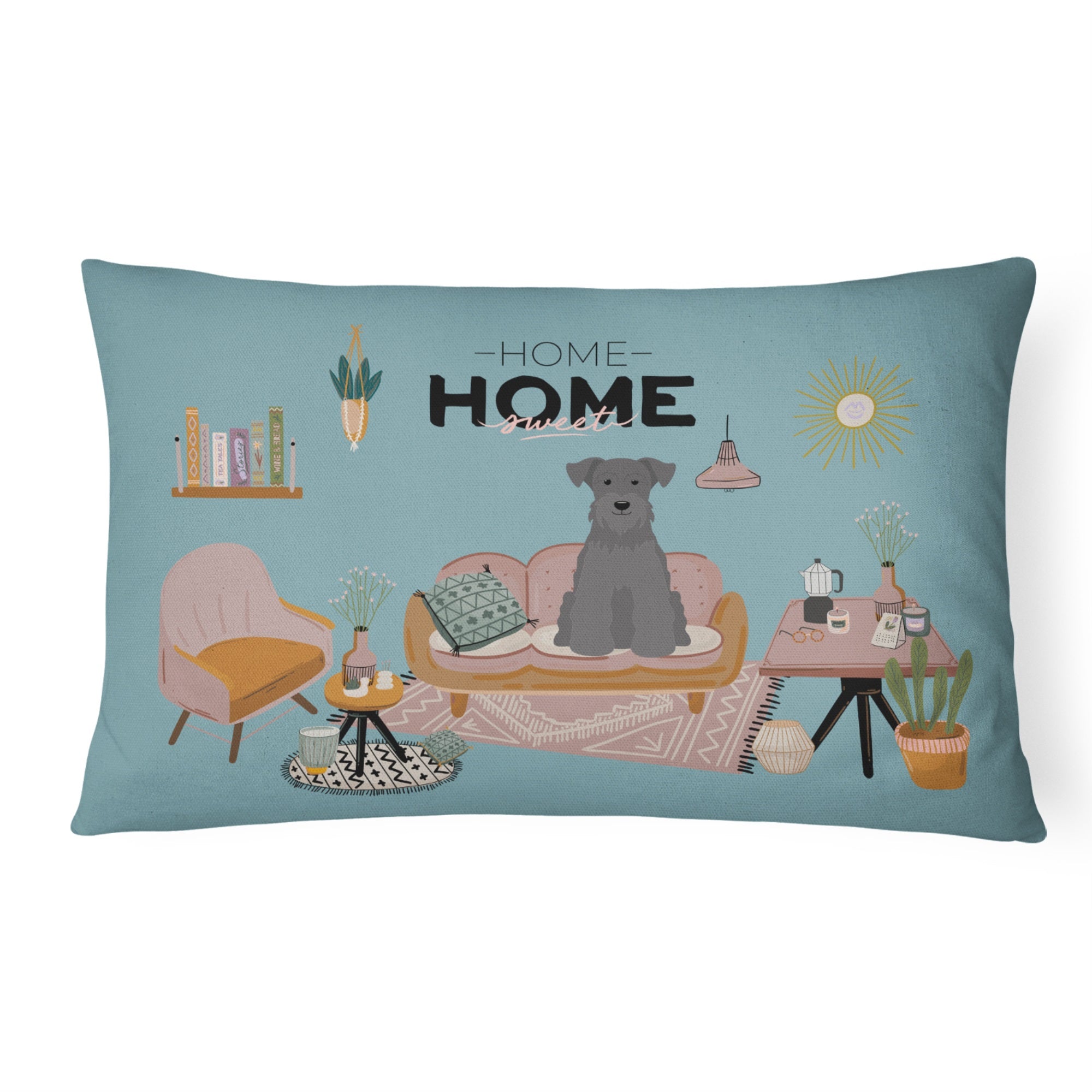 Black Miniature Schnauzer Sweet Home Canvas Fabric Decorative Pillow
