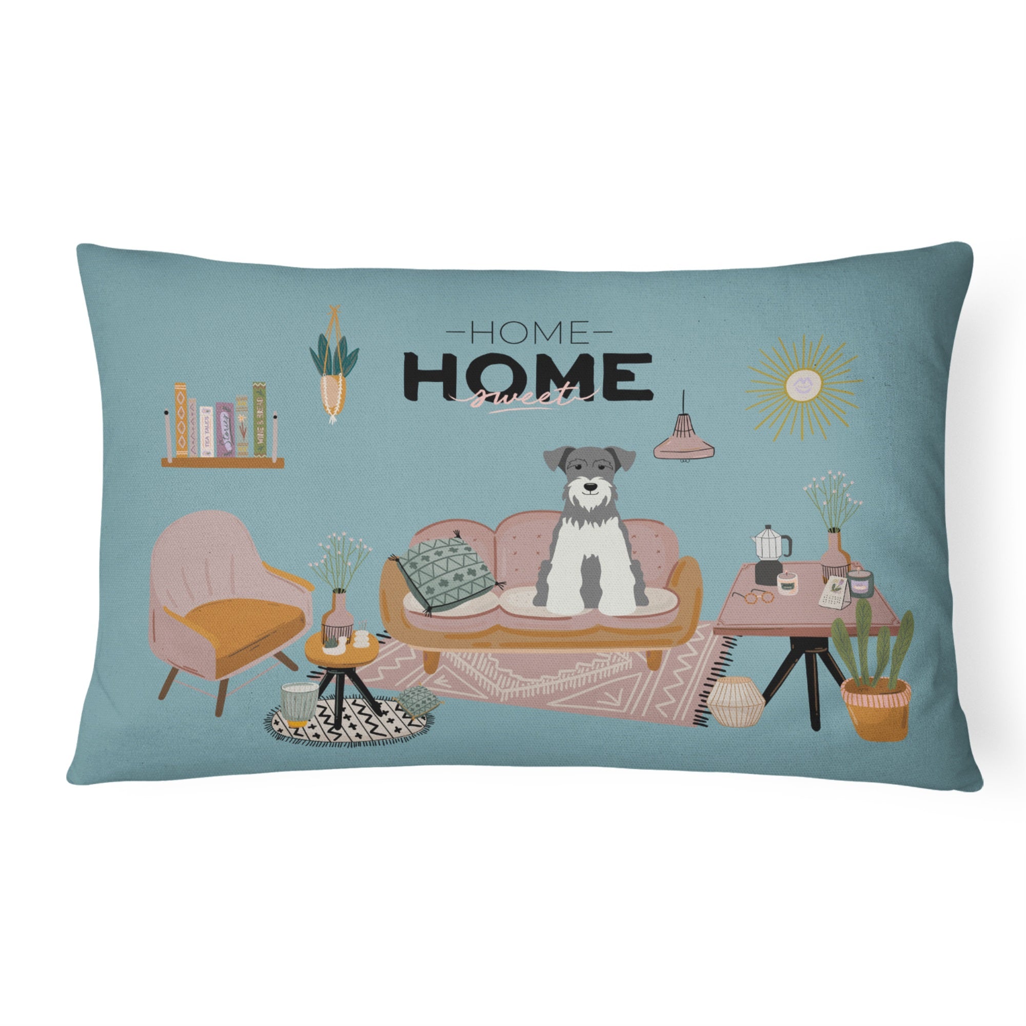 Salt And Pepper Miniature Schnauzer Sweet Home Canvas Fabric Decorative Pillow