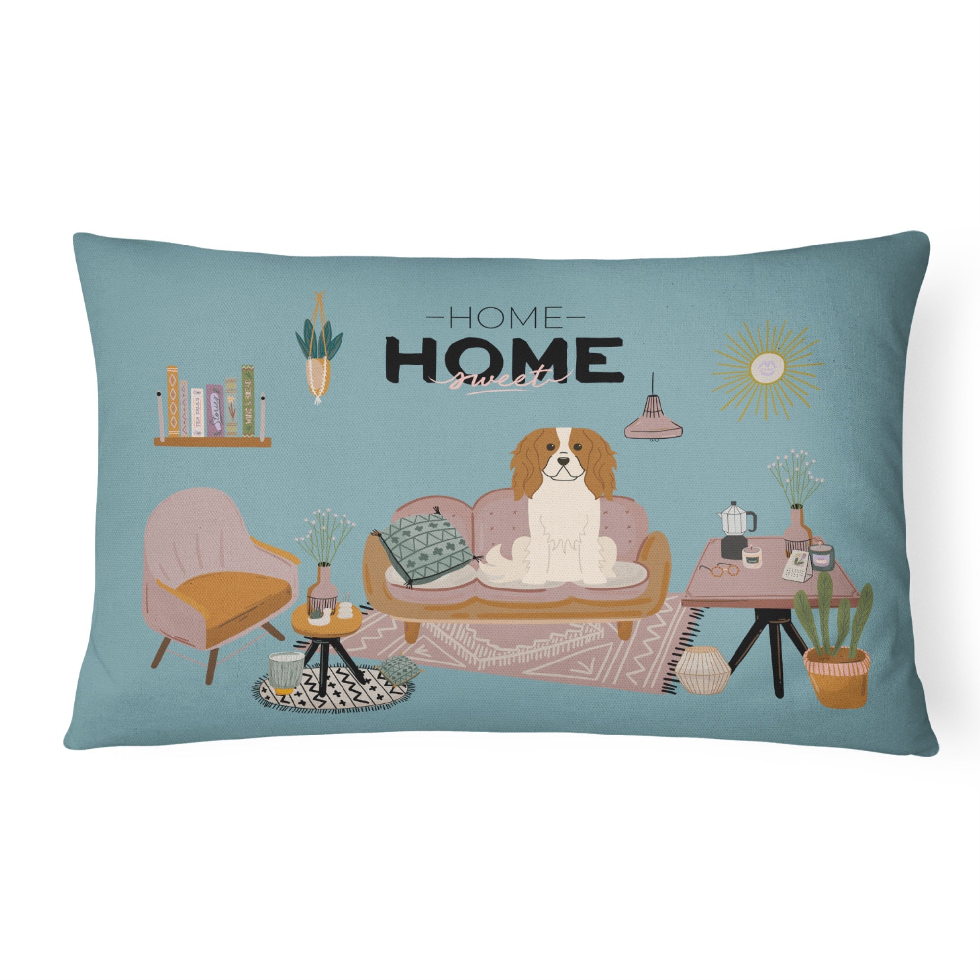 Cavalier Spaniel Sweet Home Canvas Fabric Decorative Pillow