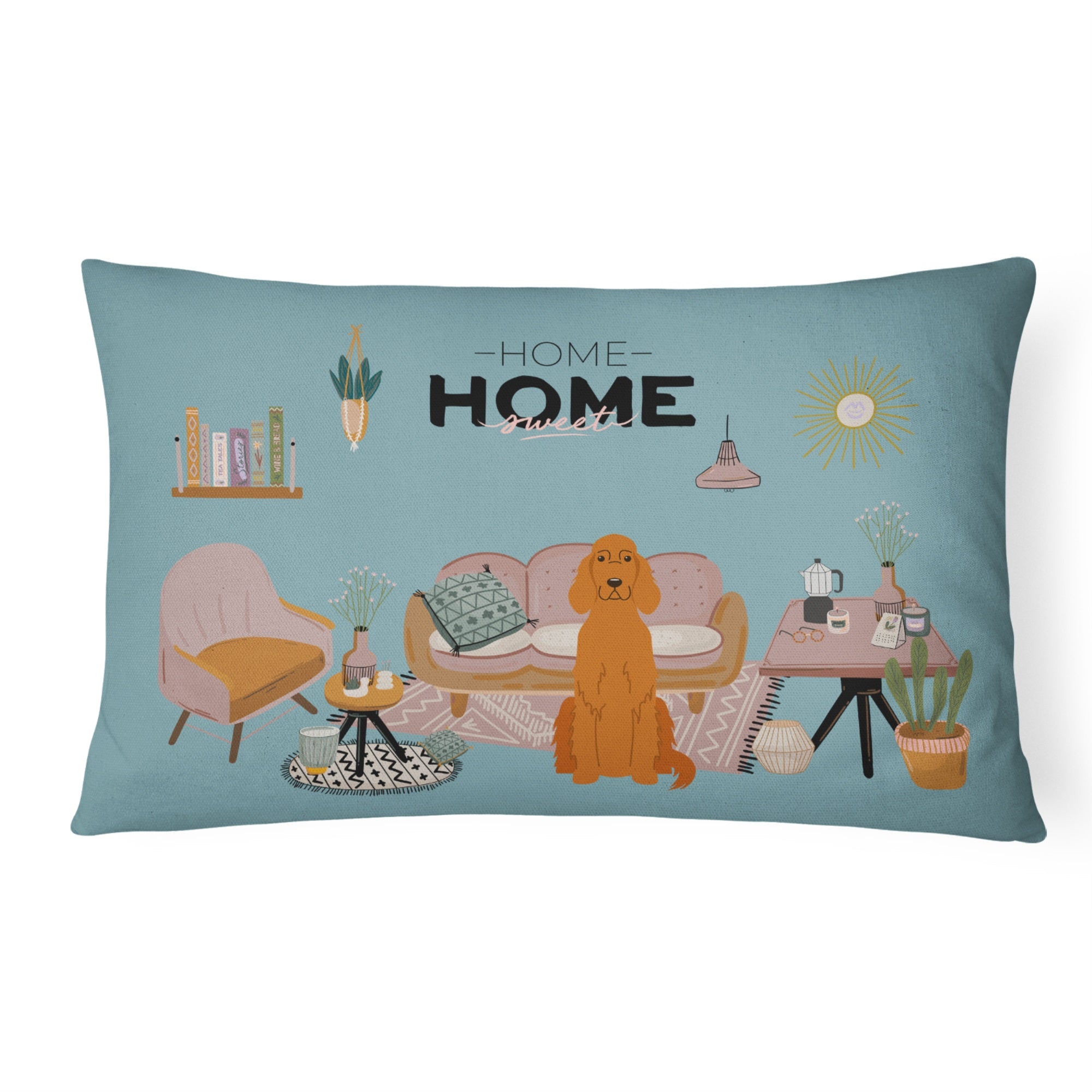 Irish Setter Sweet Home Canvas Fabric Decorative Pillow
