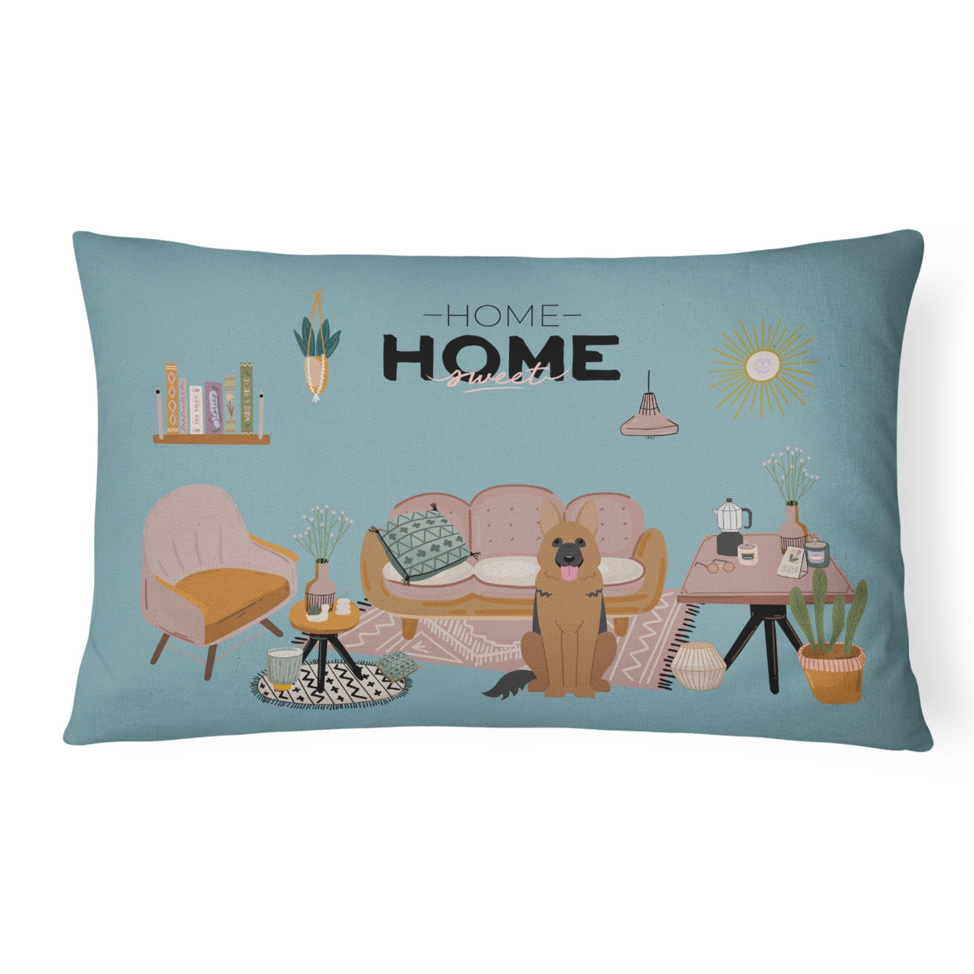 German Shepherd Sweet Home Canvas Fabric Decorative Pillow