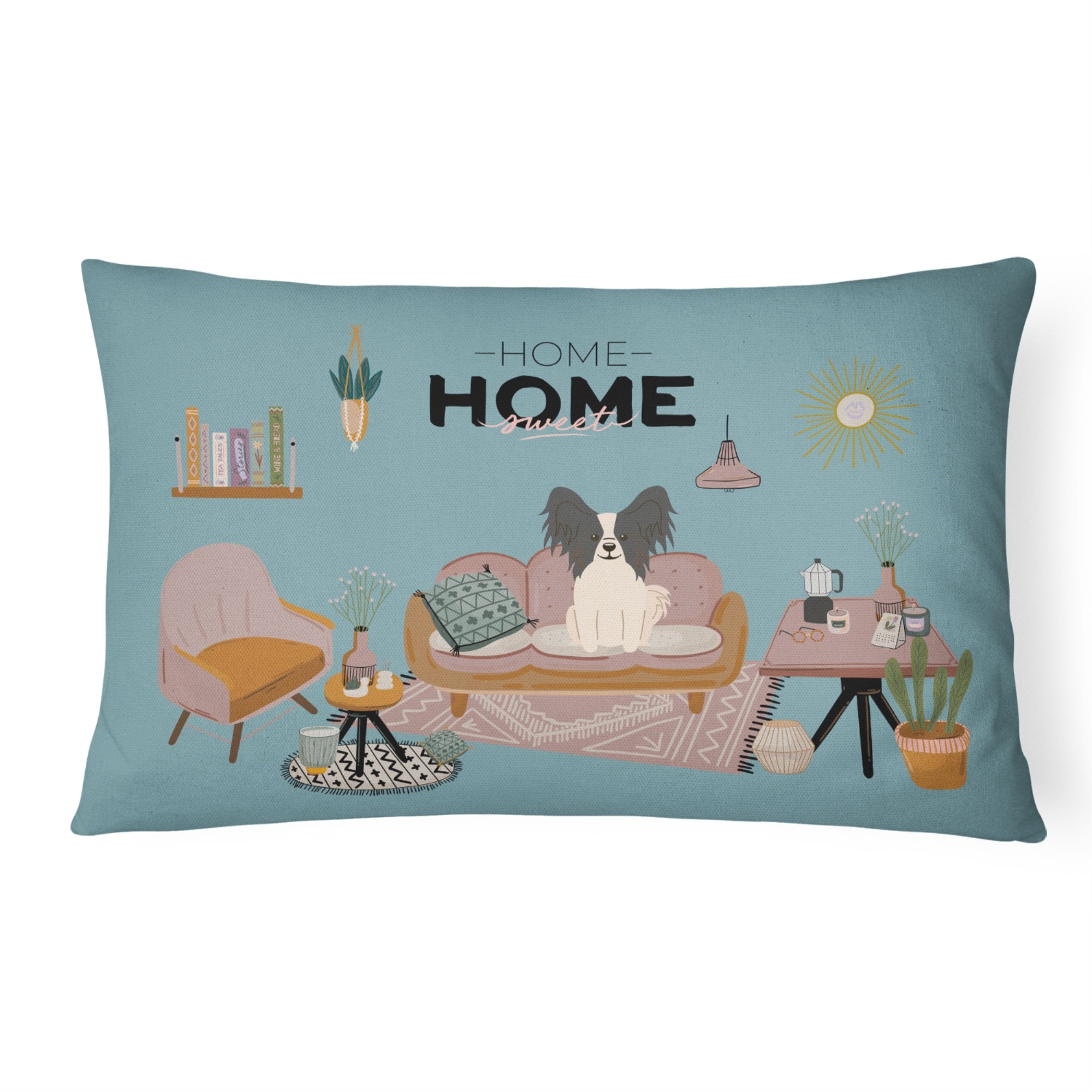 Black White Papillon Sweet Home Canvas Fabric Decorative Pillow