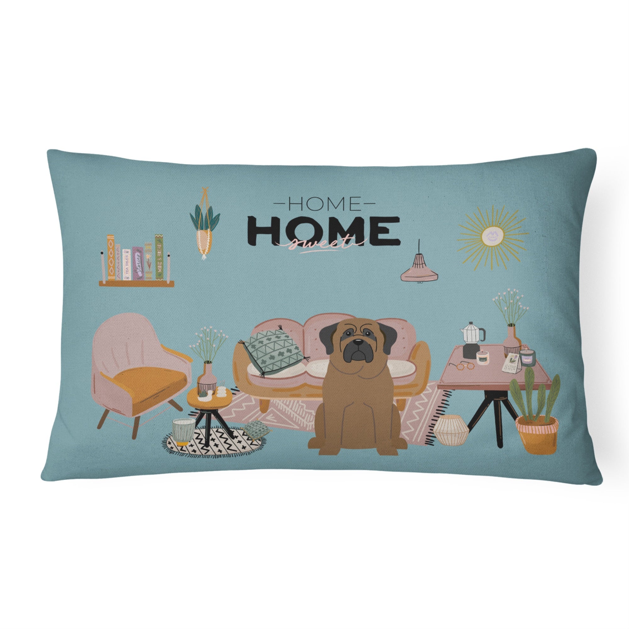 Bullmastiff Sweet Home Canvas Fabric Decorative Pillow