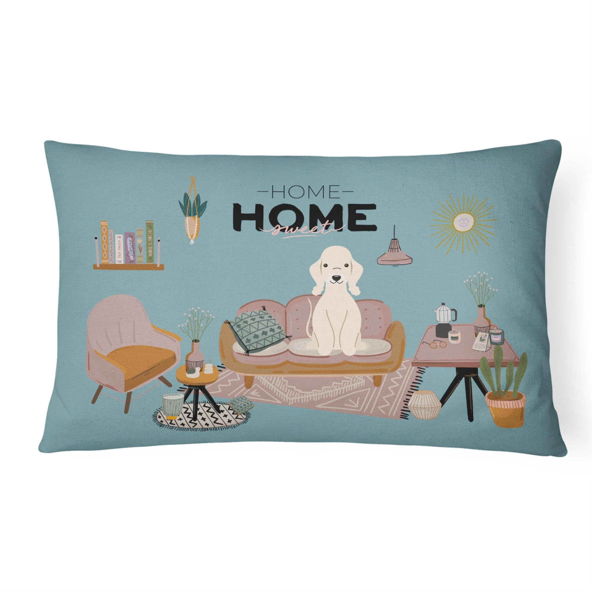 Sandy Bedlington Terrier Sweet Home Canvas Fabric Decorative Pillow