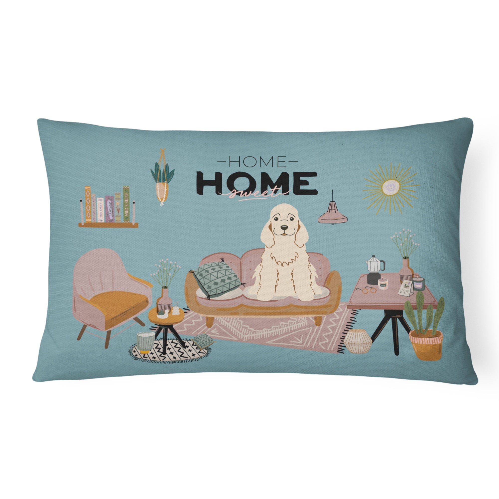 Buff Cocker Spaniel Sweet Home Canvas Fabric Decorative Pillow