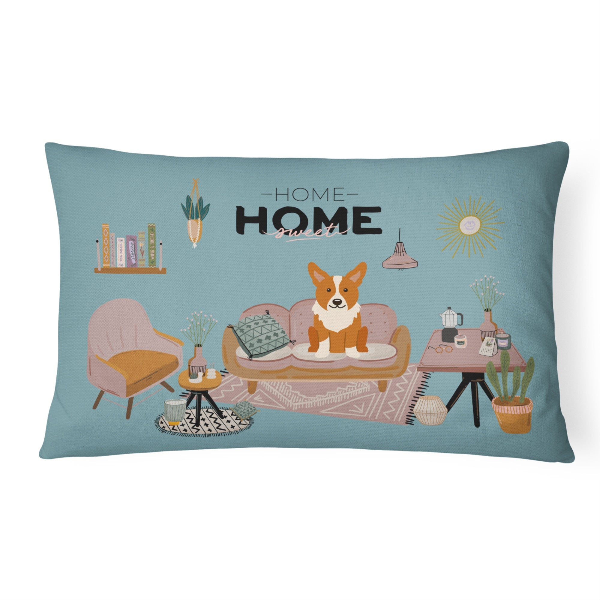 Corgi Sweet Home Canvas Fabric Decorative Pillow
