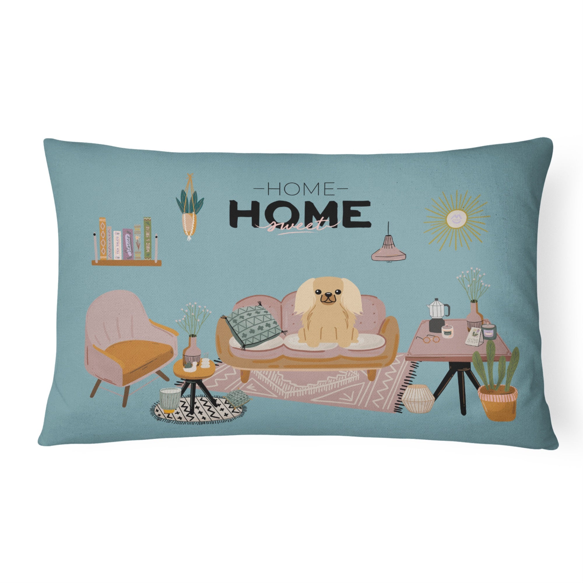 Fawn Sable Pekingese Sweet Home Canvas Fabric Decorative Pillow