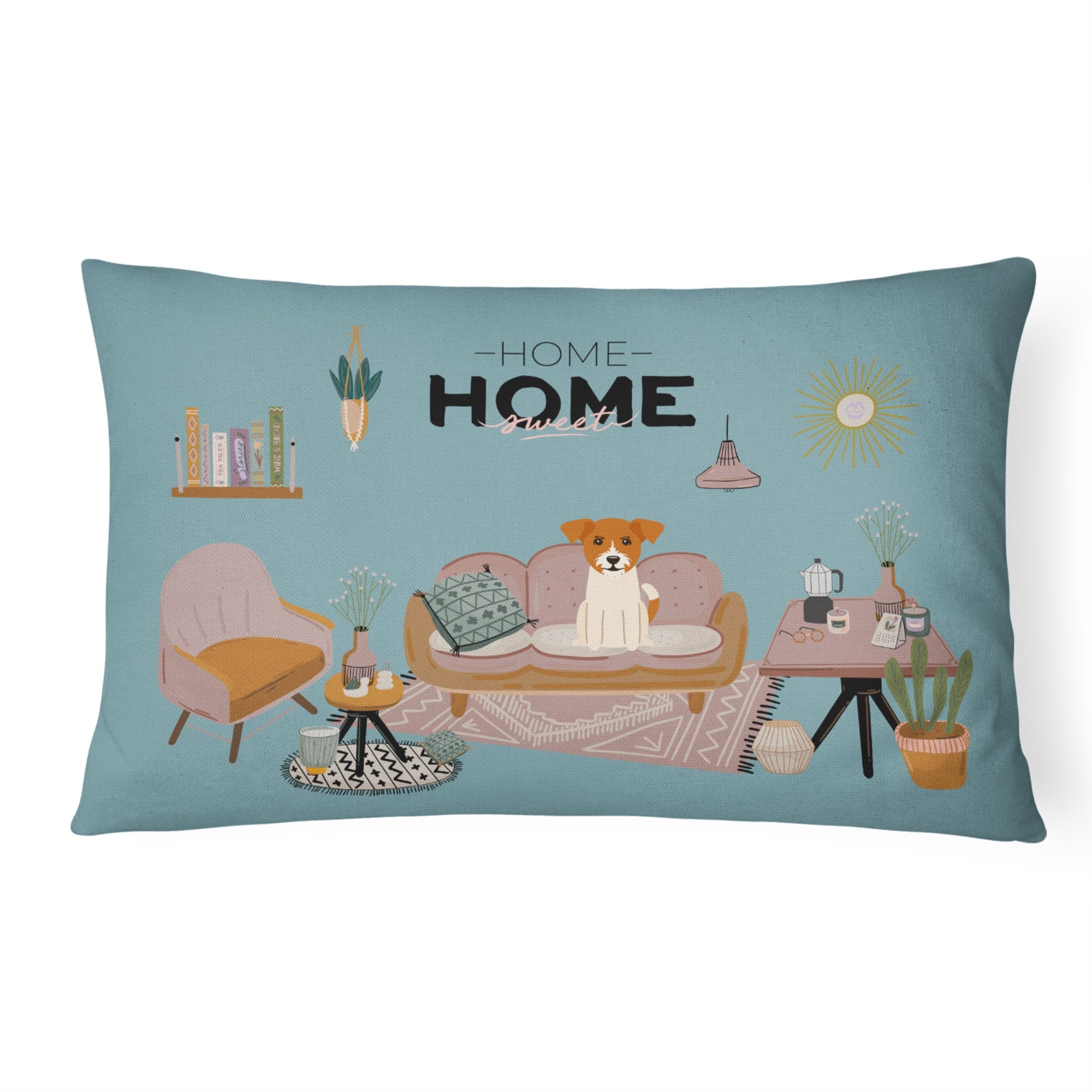 Jack Russell Terrier Sweet Home Canvas Fabric Decorative Pillow
