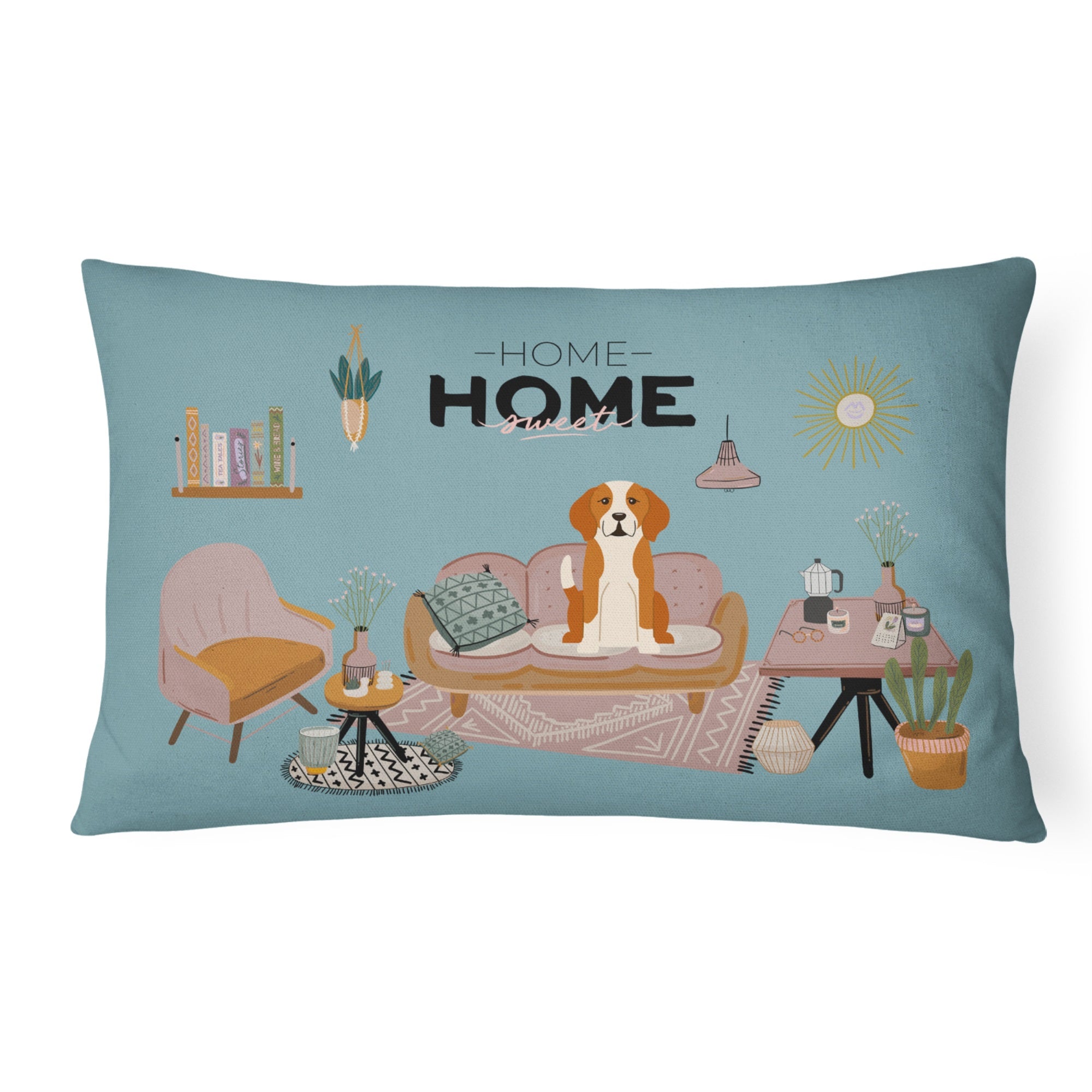 English Foxhound Sweet Home Canvas Fabric Decorative Pillow