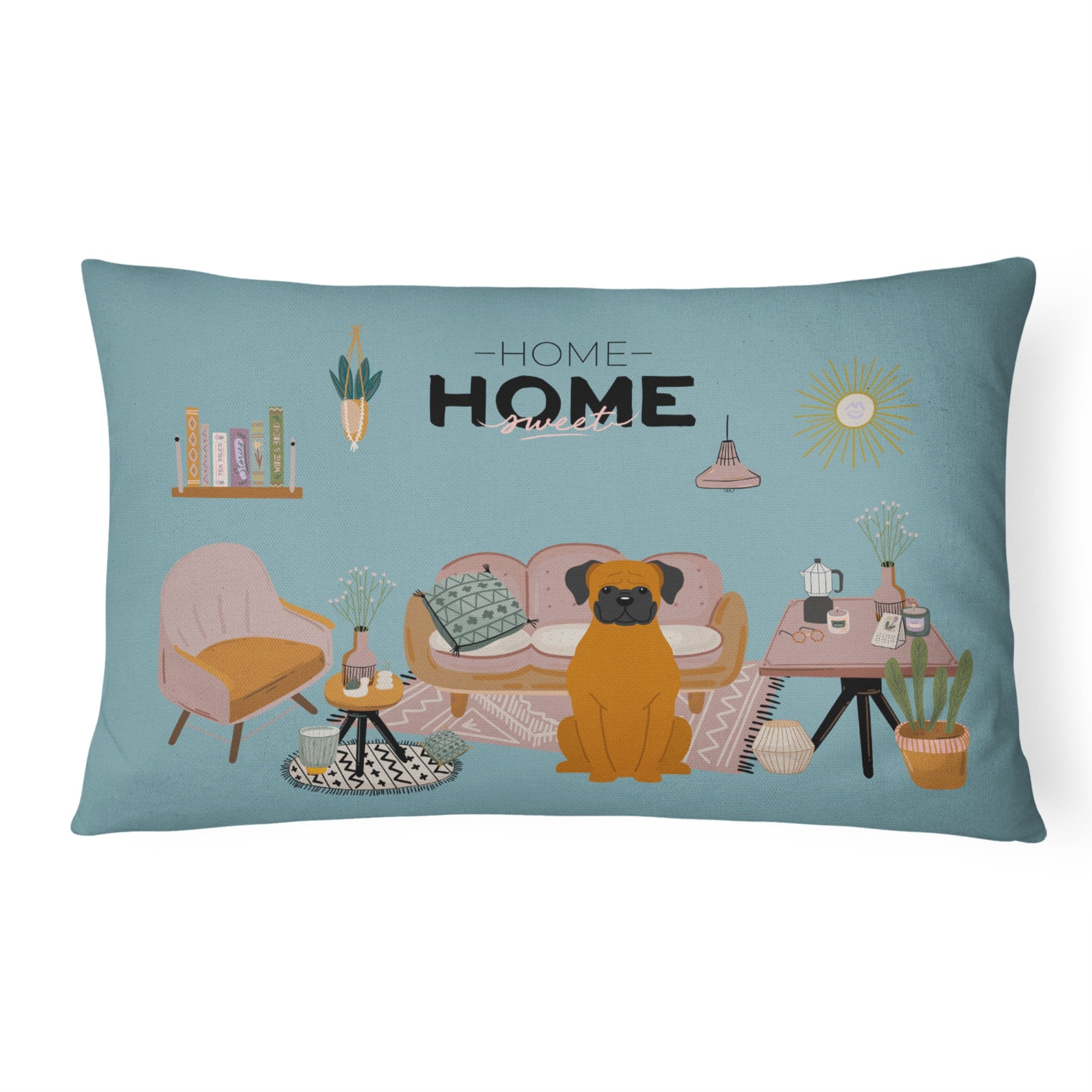 Fawn Boxer Sweet Home Canvas Fabric Decorative Pillow