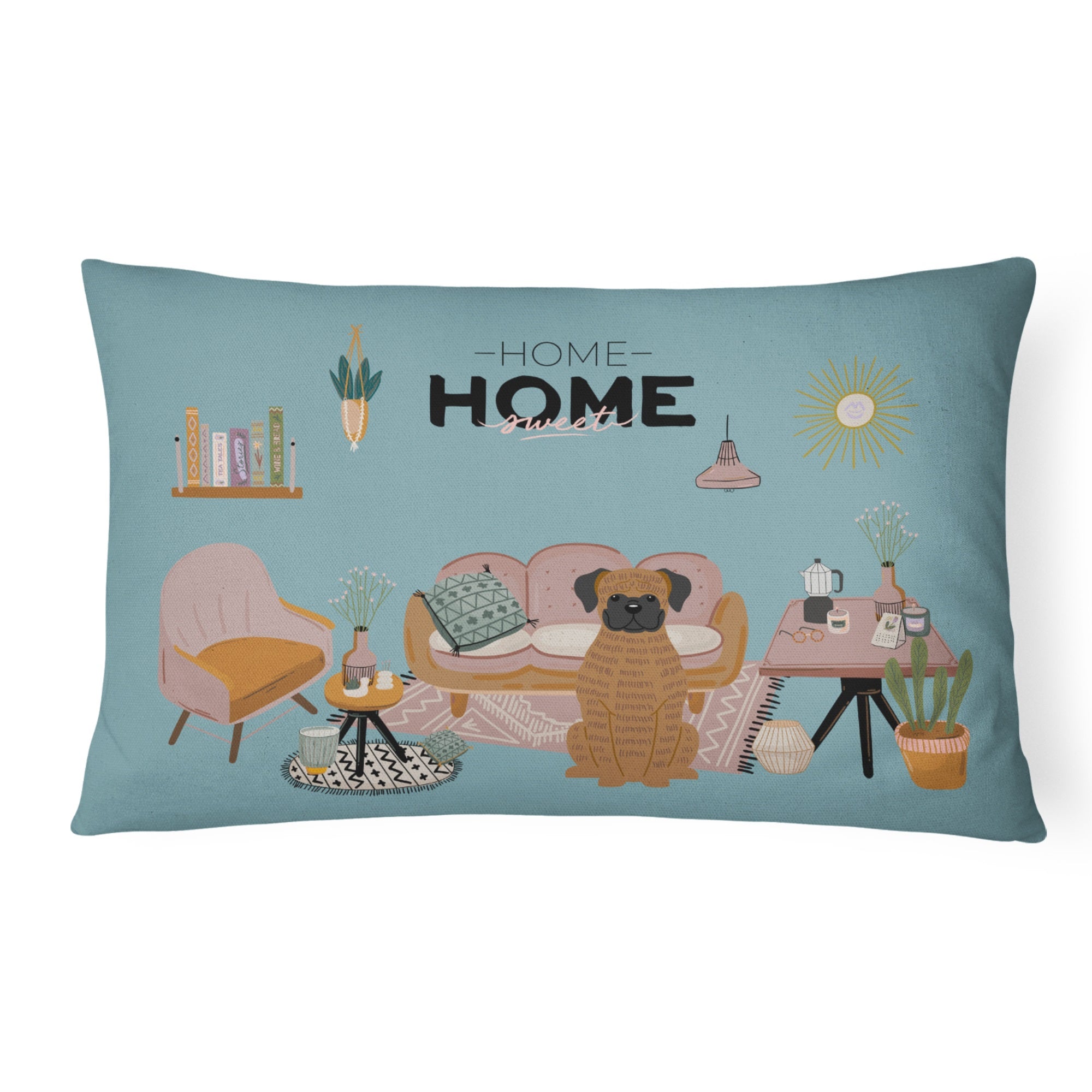 Brindle Boxer Sweet Home Canvas Fabric Decorative Pillow