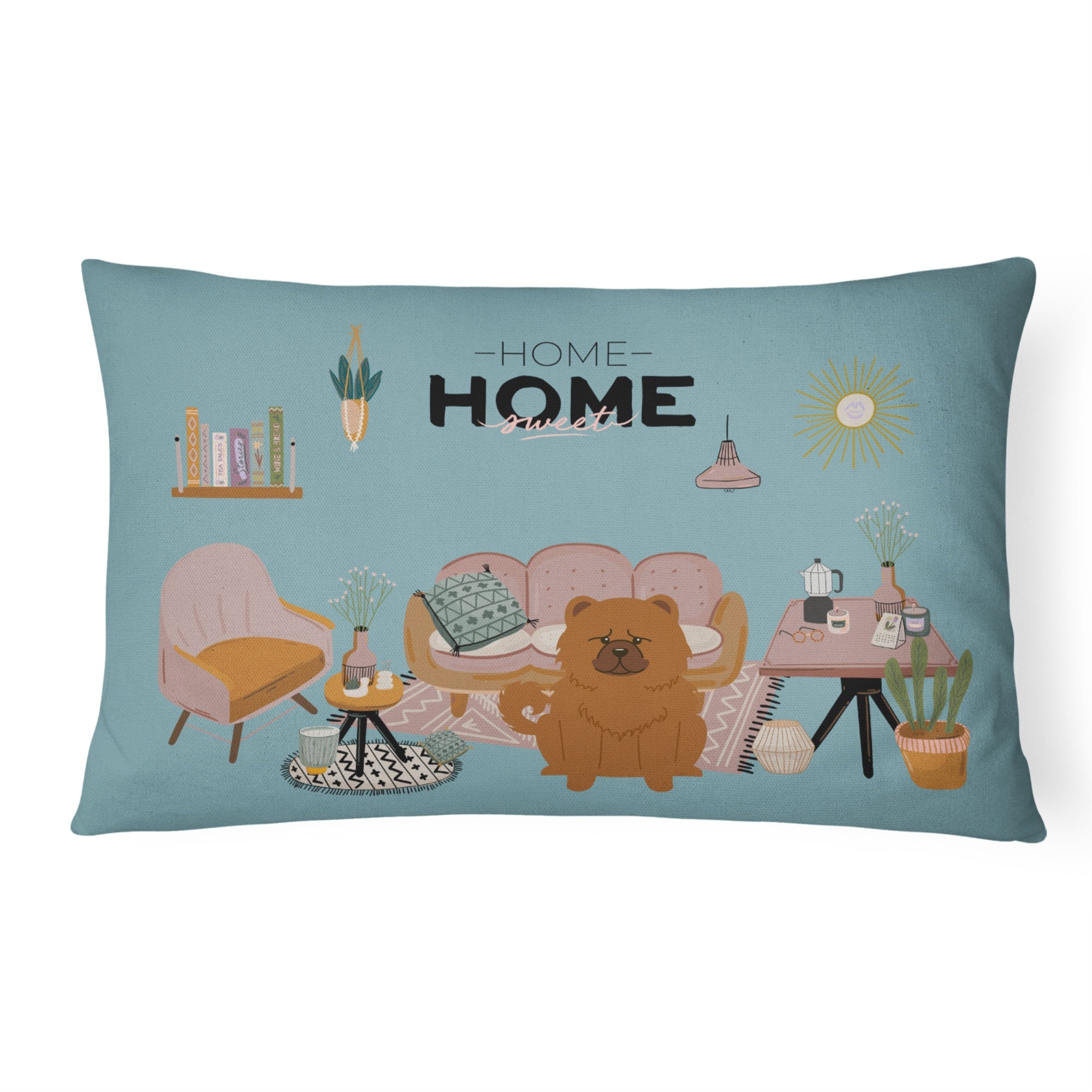 Red Chow Chow Sweet Home Canvas Fabric Decorative Pillow